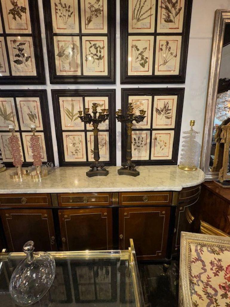 Metallo Coppia di candelabri in stile impero francese del XIX secolo con 7 luci in vendita