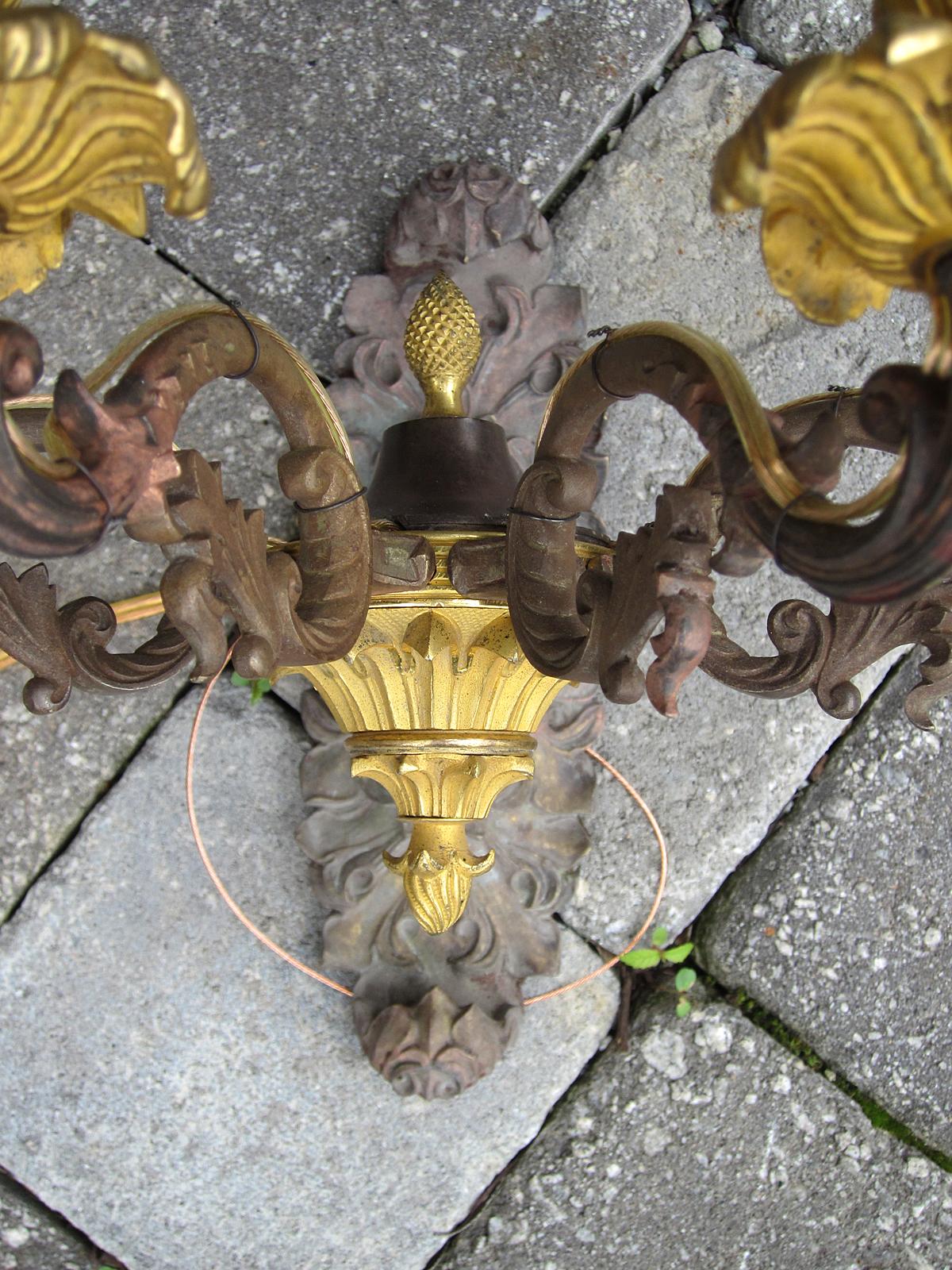 Pair of 19th Century French Empire Style Four-Arm Sconces For Sale 8