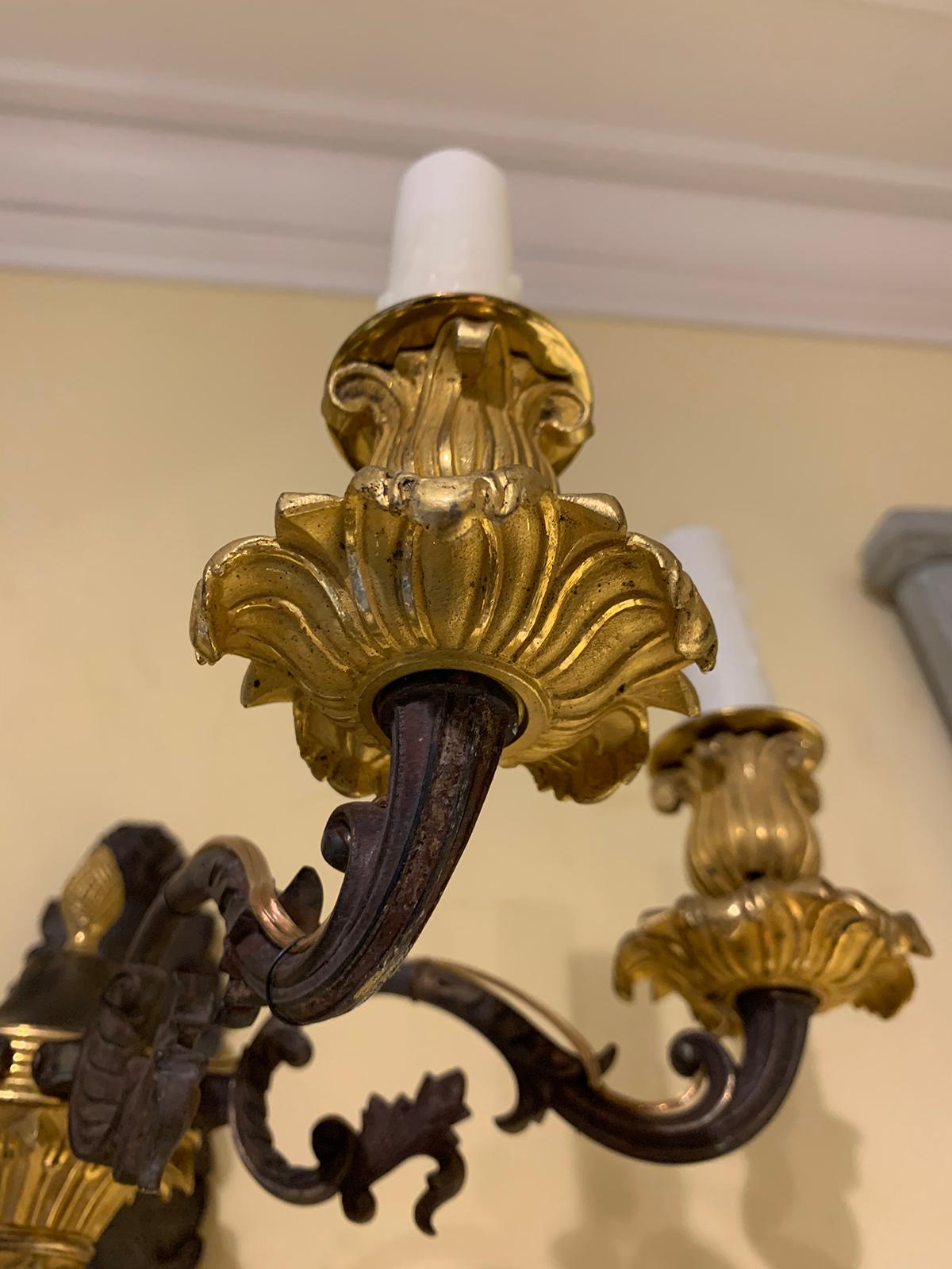 Pair of 19th Century French Empire Style Four-Arm Sconces For Sale 3