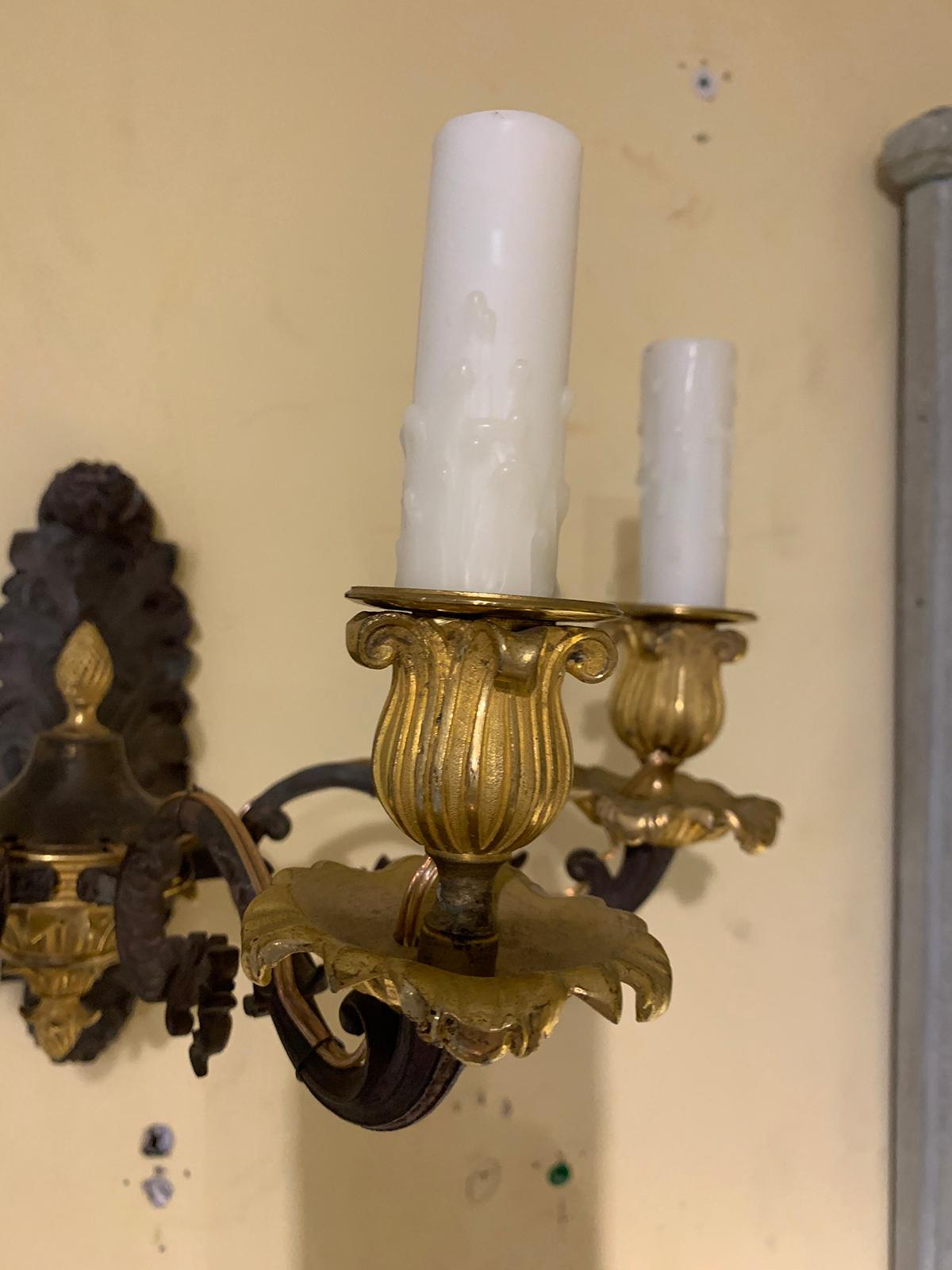 Pair of 19th Century French Empire Style Four-Arm Sconces For Sale 4