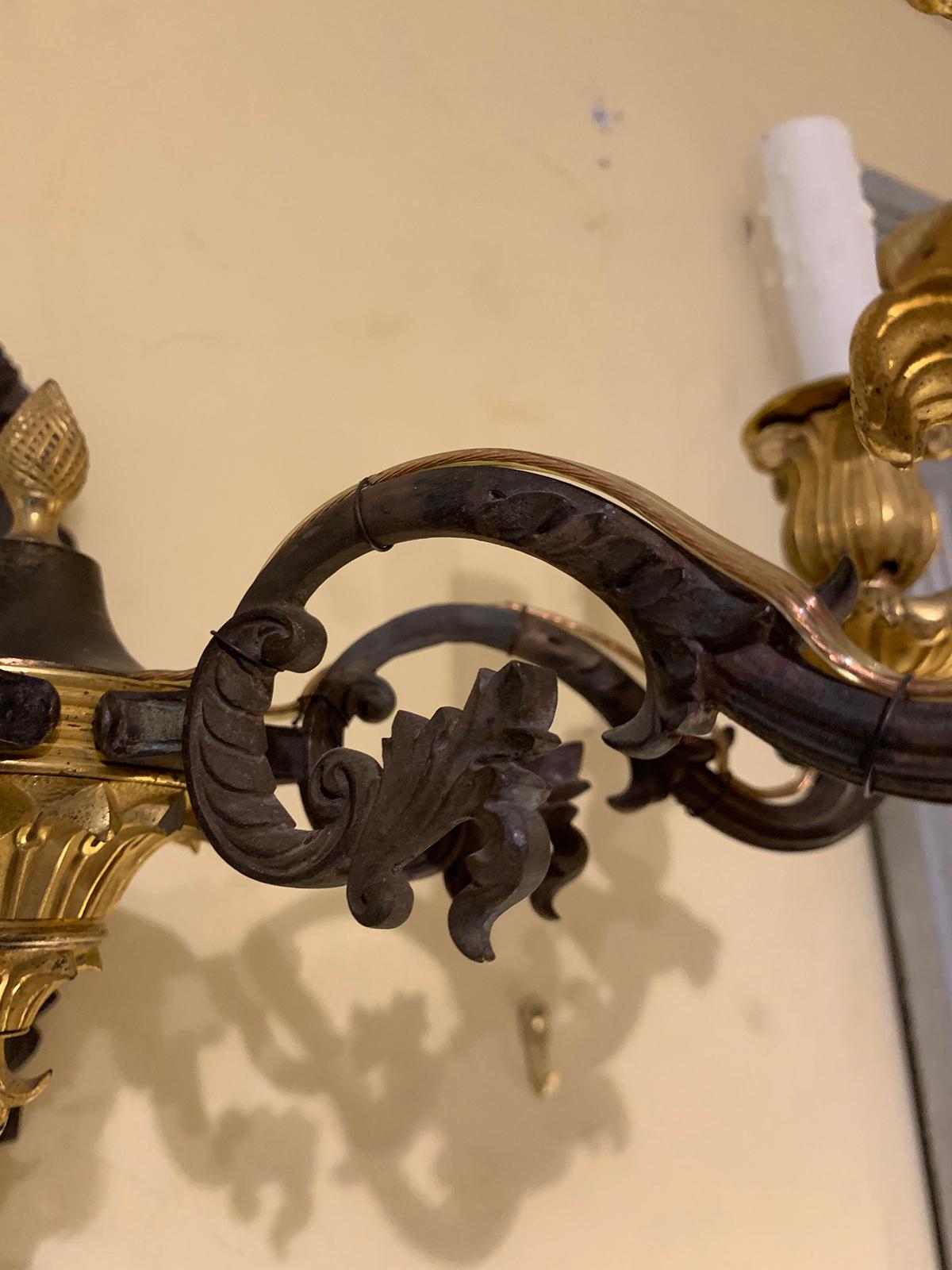 Pair of 19th Century French Empire Style Four-Arm Sconces For Sale 5