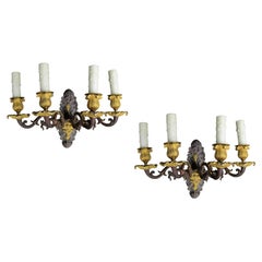 Pair of 19th Century French Empire Style Four-Arm Sconces