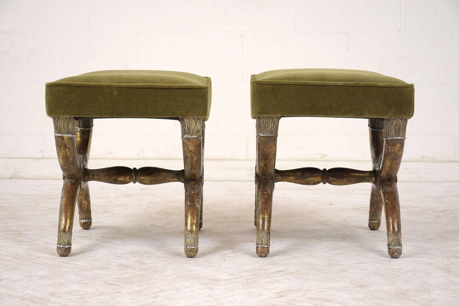 Pair of 19th Century French Empire-Style Giltwood X-Benches In Good Condition In Los Angeles, CA