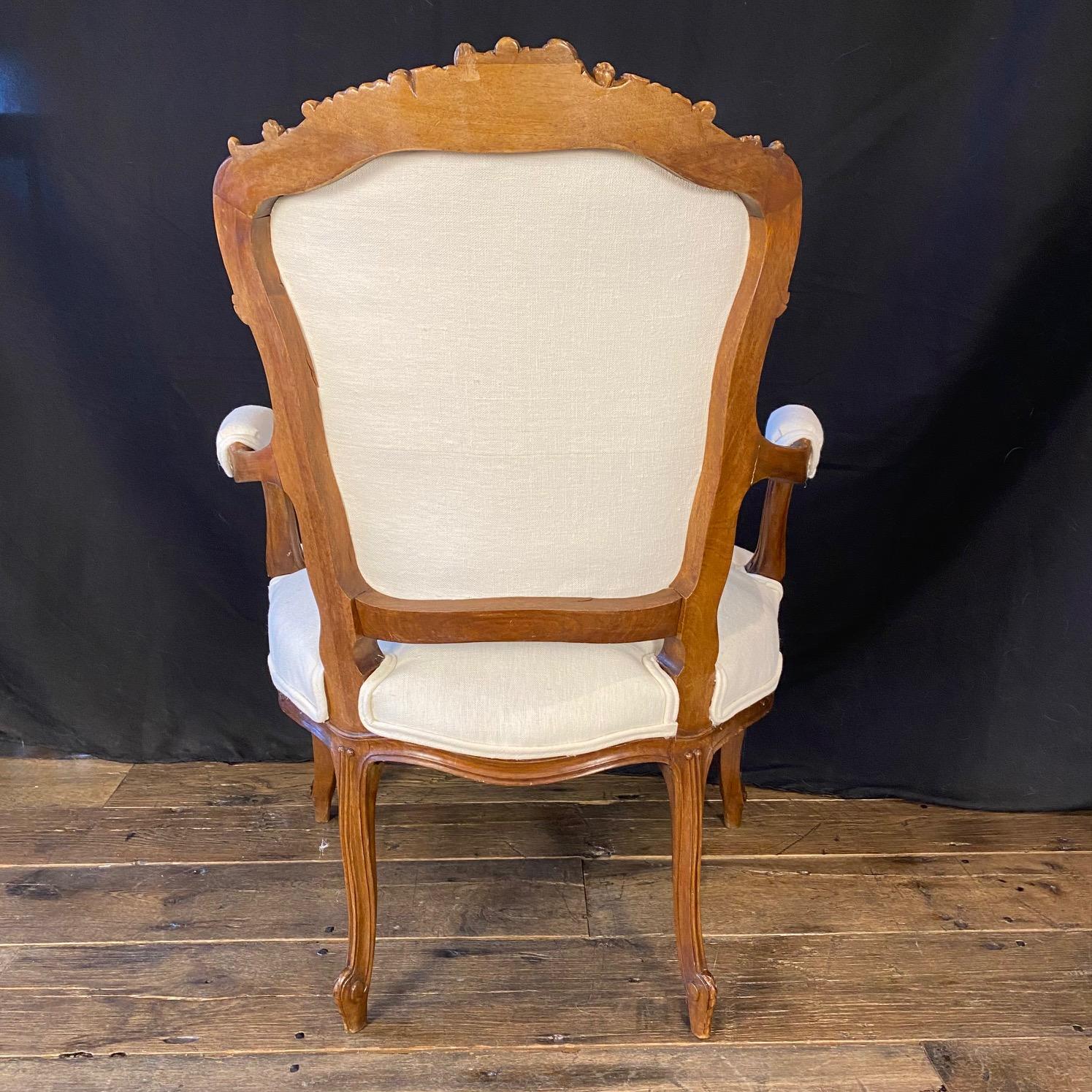 Pair of 19th Century French Exquisitely Carved Louis XV Arm Chairs For Sale 6