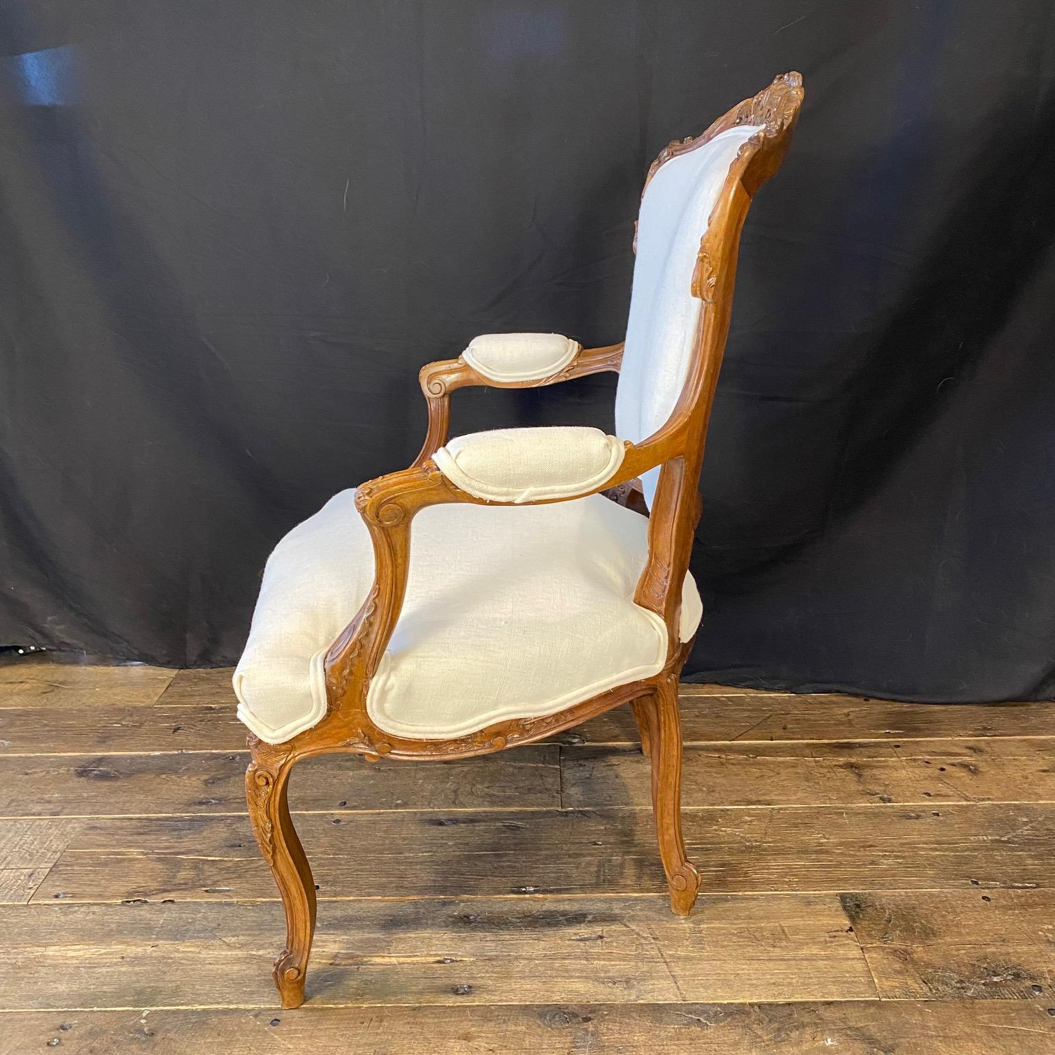 Pair of 19th Century French Exquisitely Carved Louis XV Arm Chairs For Sale 4
