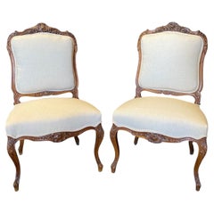 Pair of 19th Century French Exquisitely Carved Louis XV Side Chairs