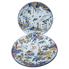 Paire de plateaux Chinoiserie français Angouleme du 19ème siècle