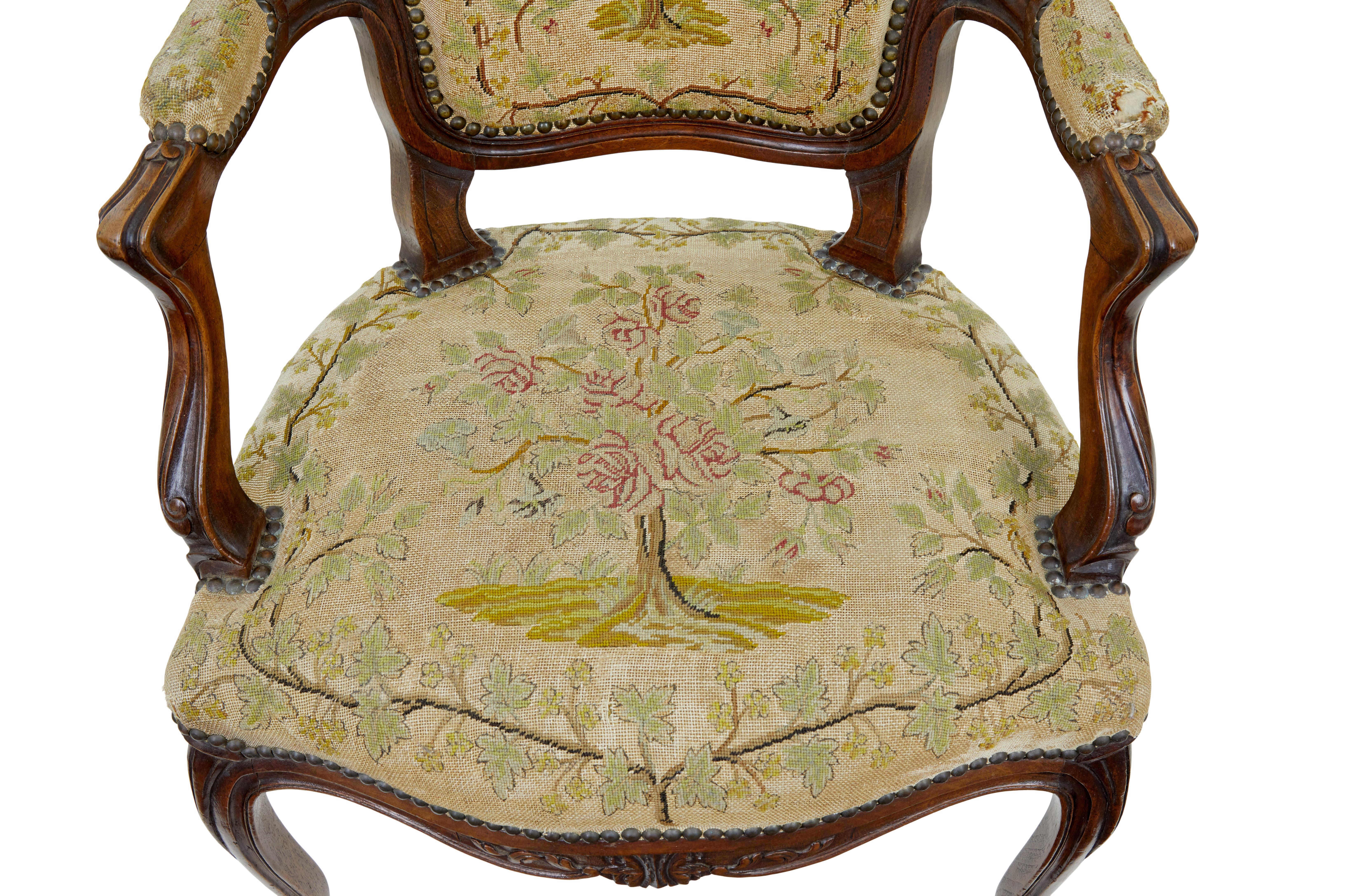 Pair of 19th century French fauteuil walnut armchairs For Sale at 1stDibs
