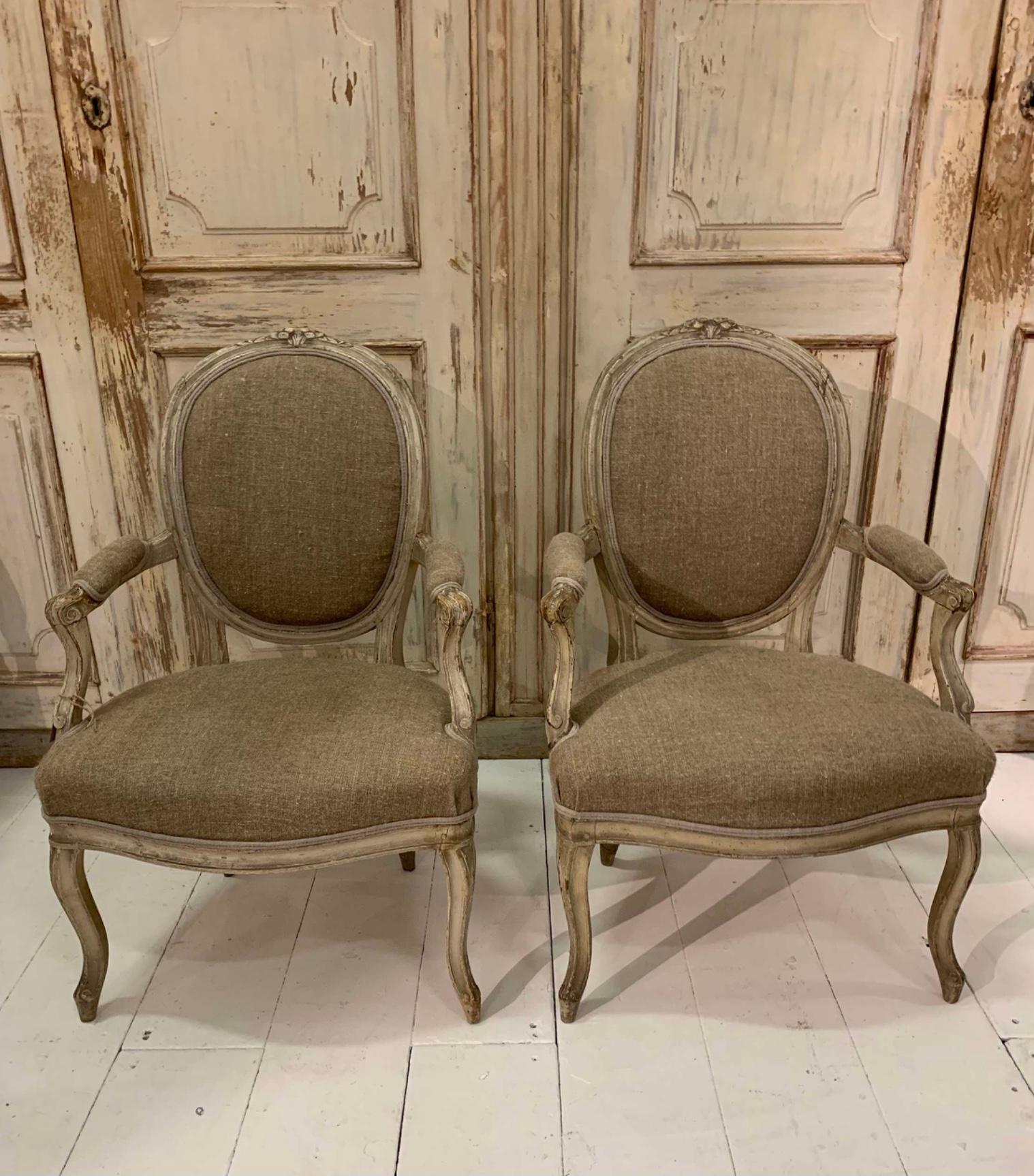 Paire de fauteuils/chaises d'appoint français peints du 19e siècle en vente 3