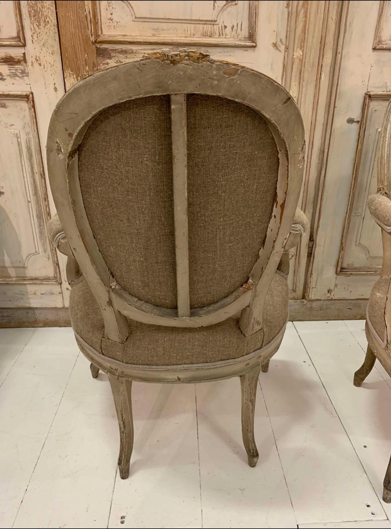 XIXe siècle Paire de fauteuils/chaises d'appoint français peints du 19e siècle en vente