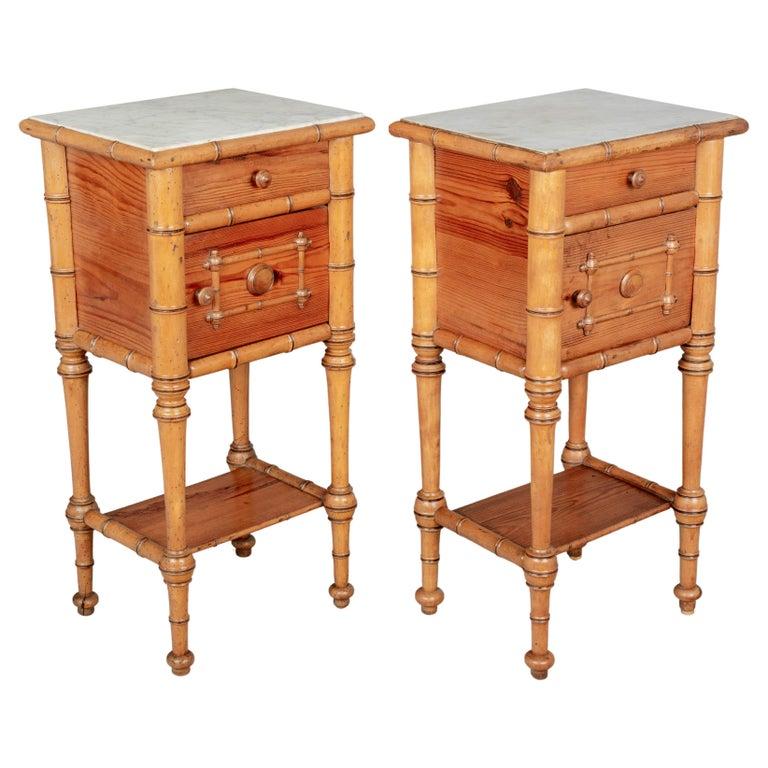 Pair of 19th Century French Faux Bamboo Nightstands 5