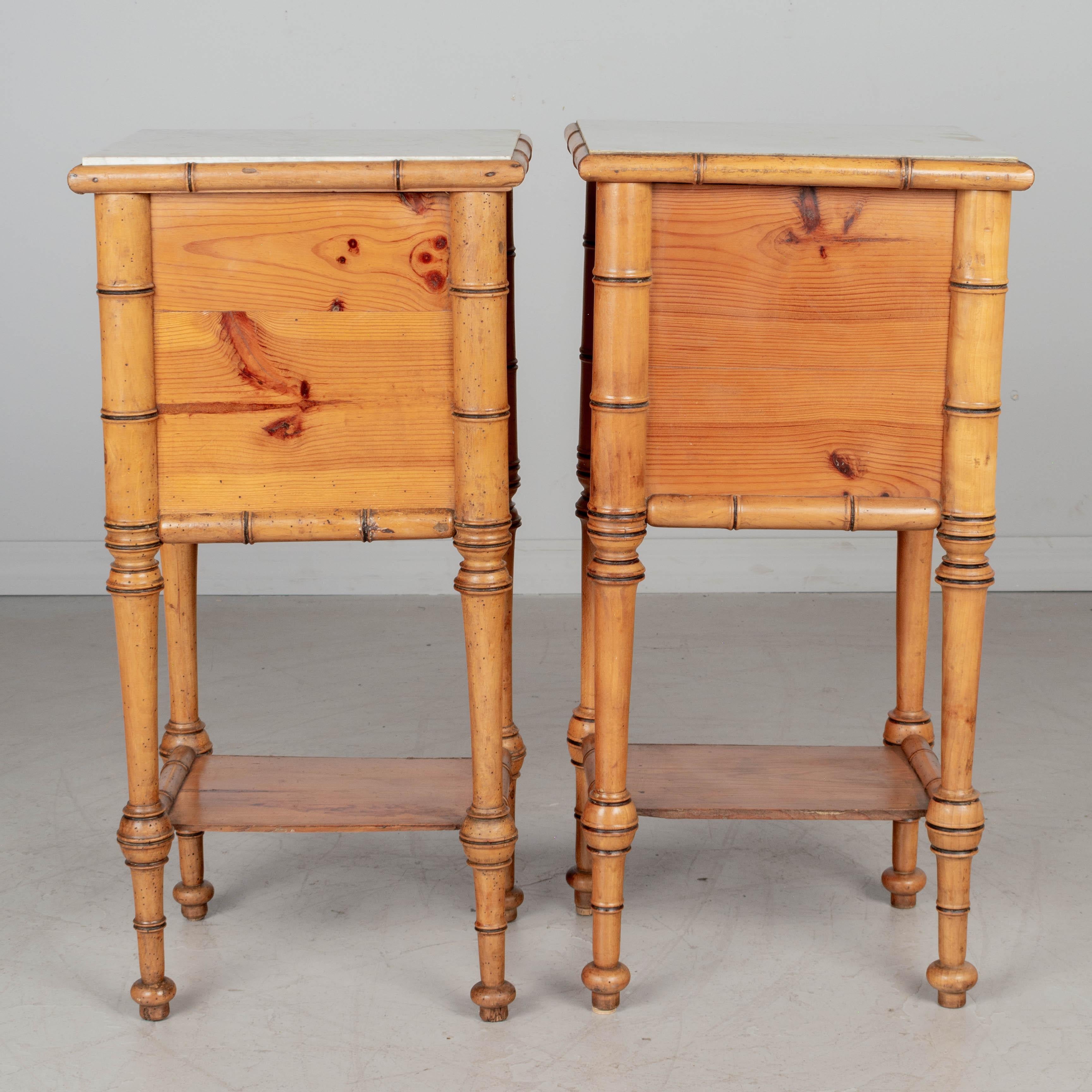 Pair of 19th Century French Faux Bamboo Nightstands 1
