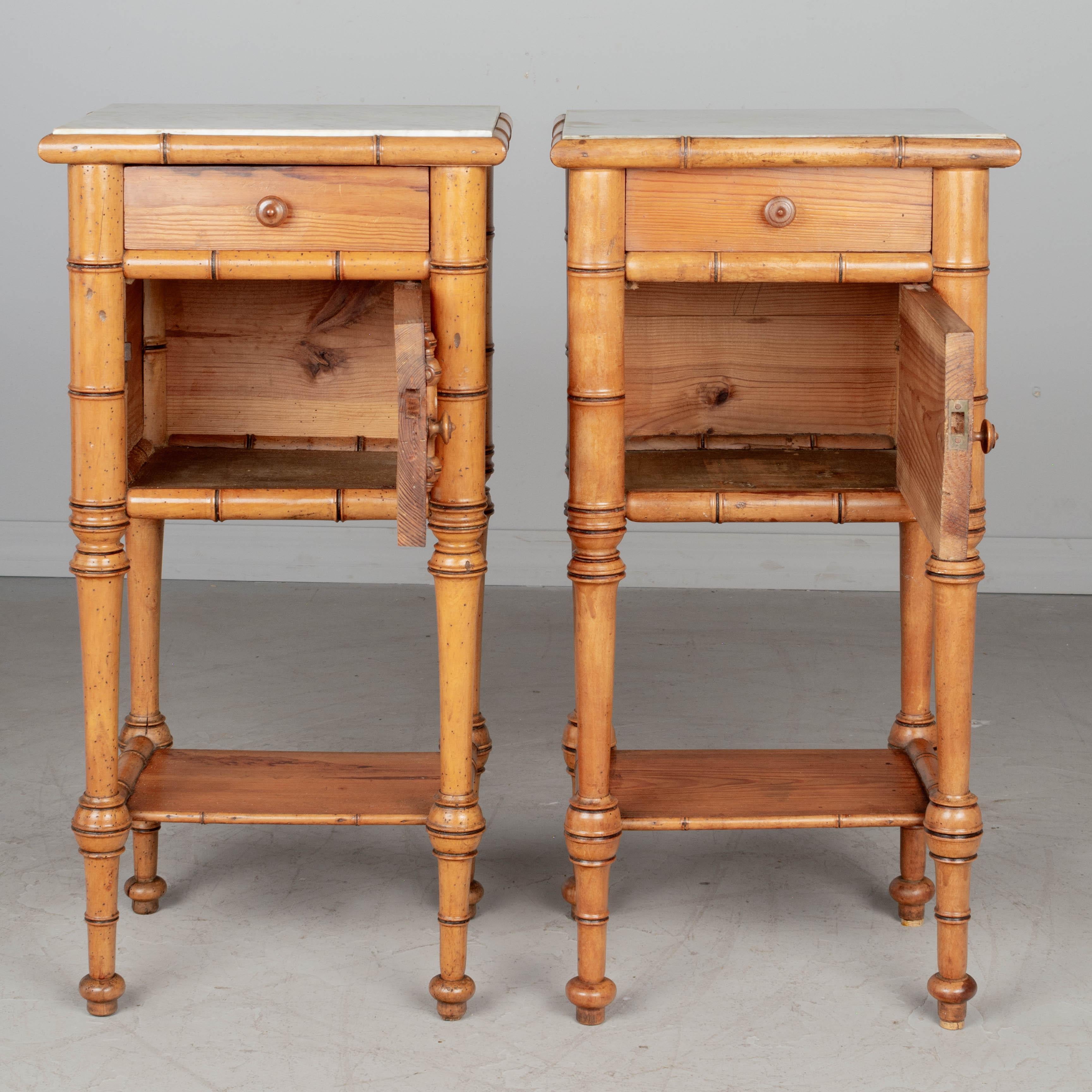 Pair of 19th Century French Faux Bamboo Nightstands 2