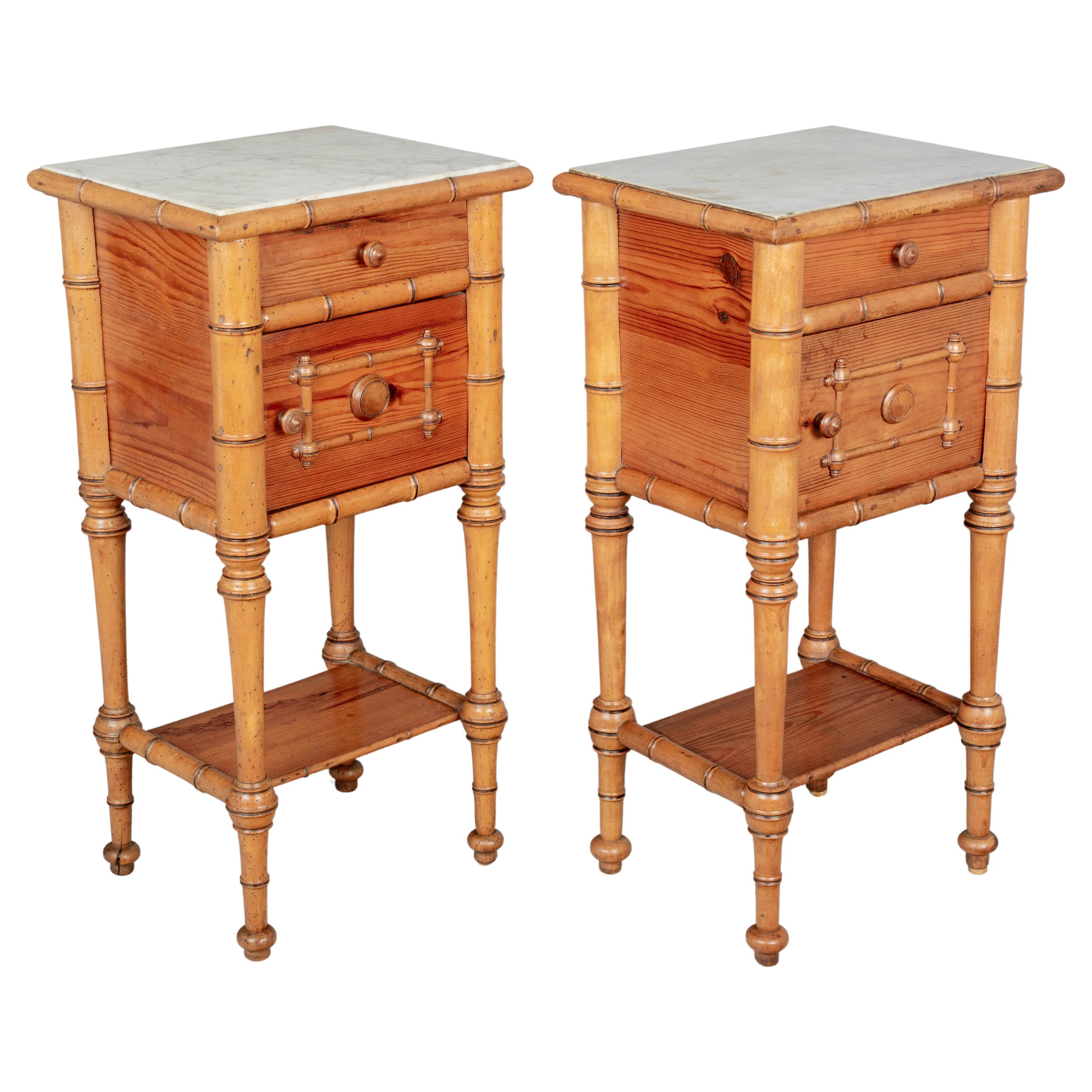 Pair of 19th Century French Faux Bamboo Nightstands