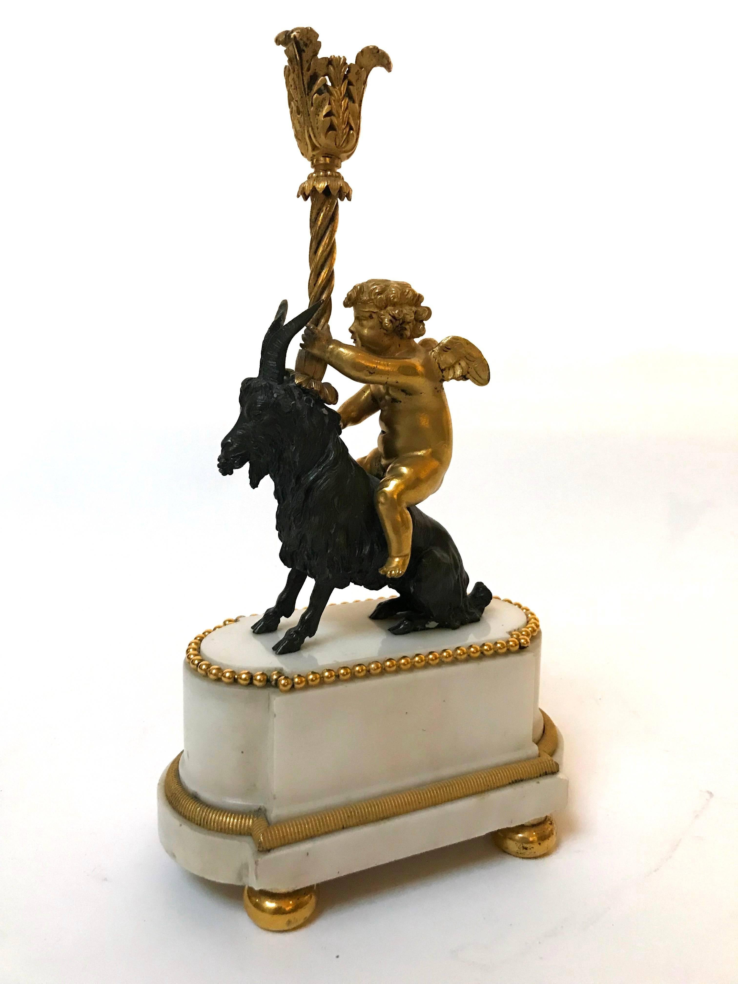Gilt Pair of 19th Century French Figural Candlestands