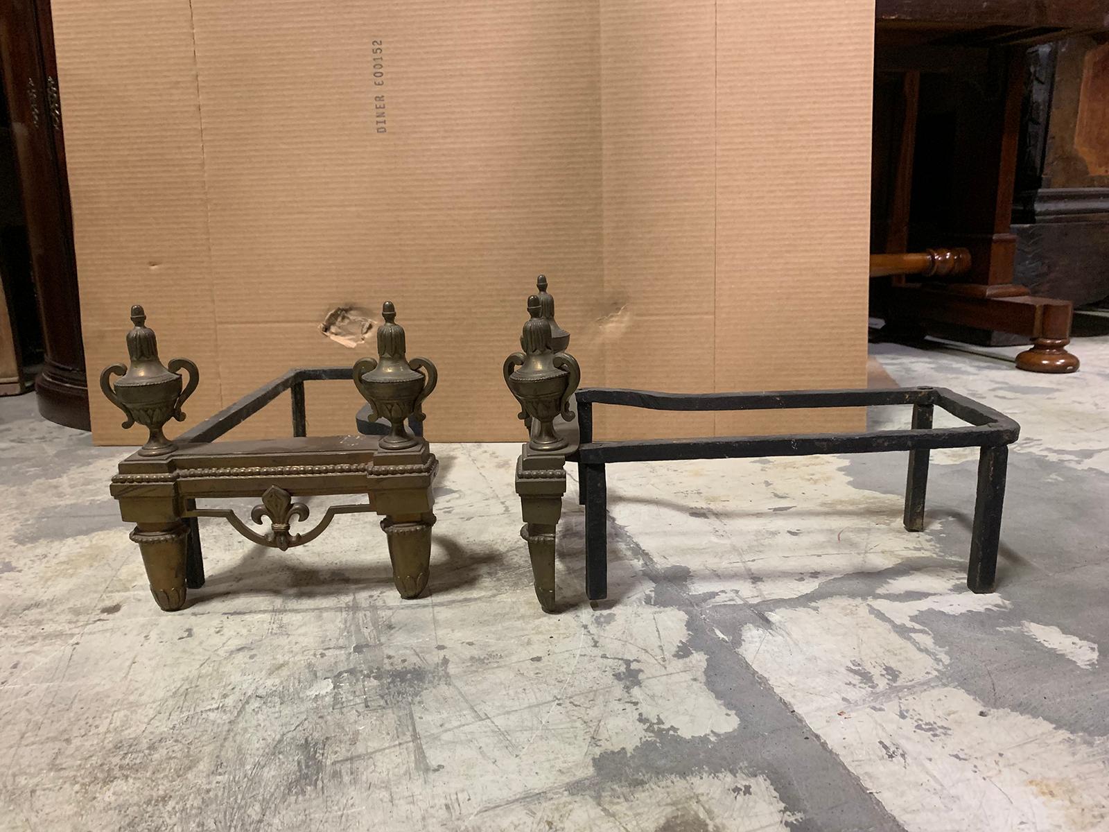 Pair of 19th Century French Fireplace Brass Chenets For Sale 7