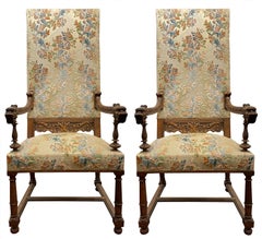 Pair of 19th Century French Floral Tapestry Armchairs