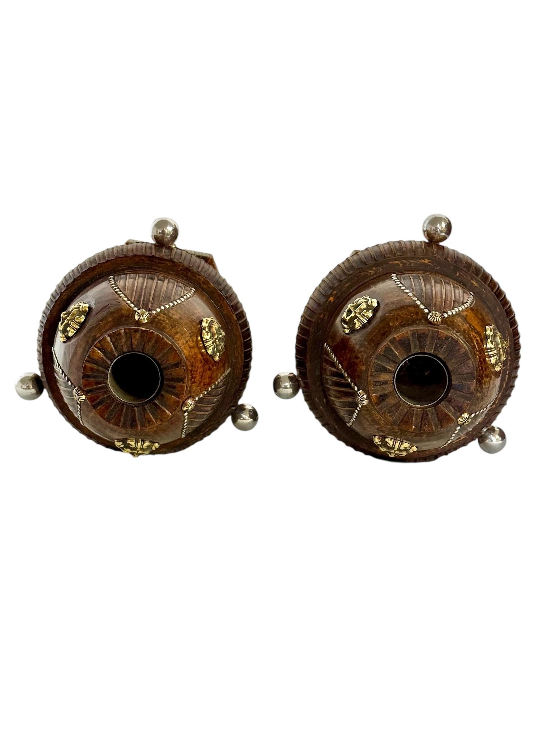 Pair of 19th Century French Folk Art Torchères with Gilt Brass Lion Heads For Sale 9