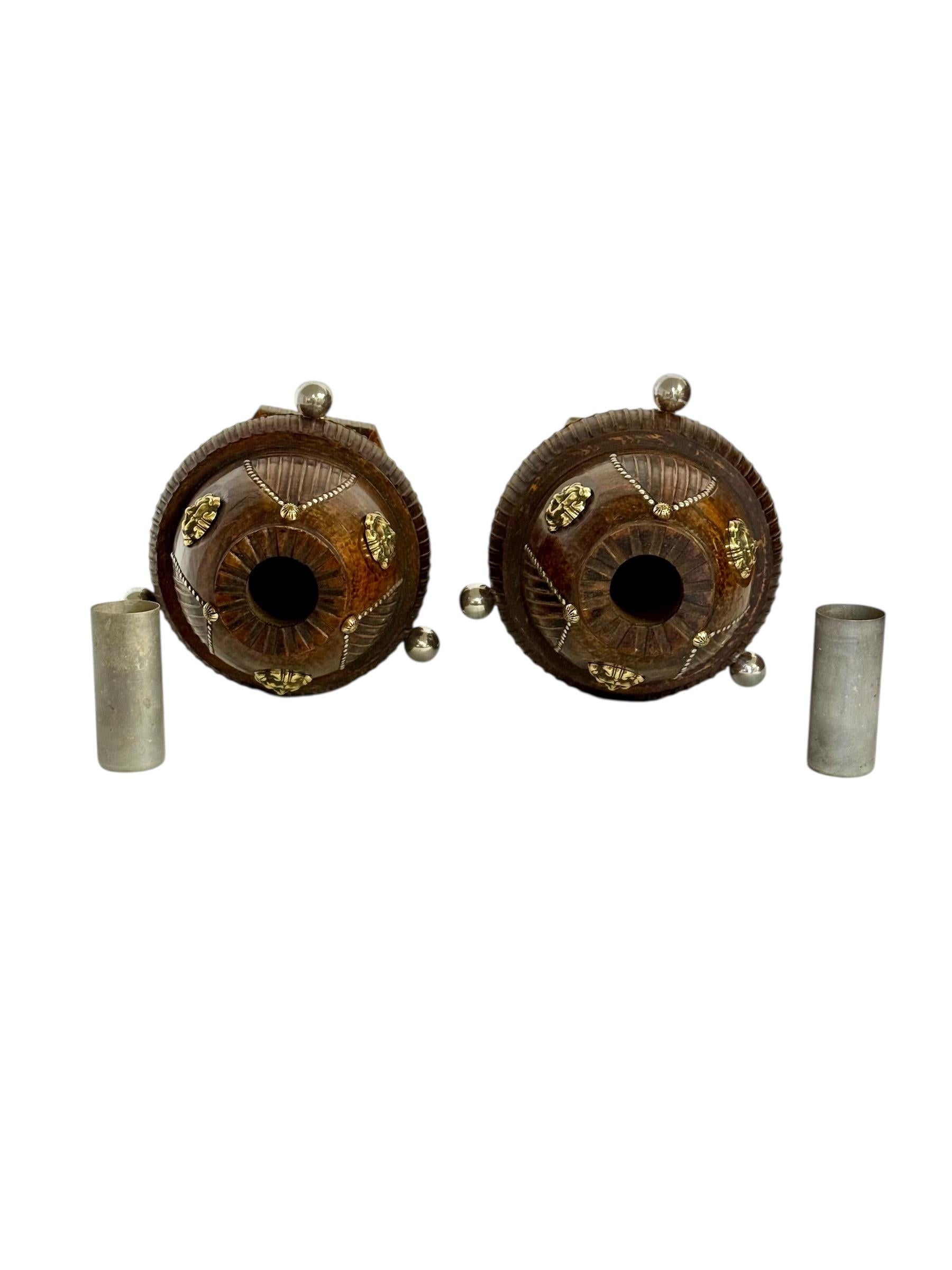 Pair of 19th Century French Folk Art Torchères with Gilt Brass Lion Heads For Sale 10