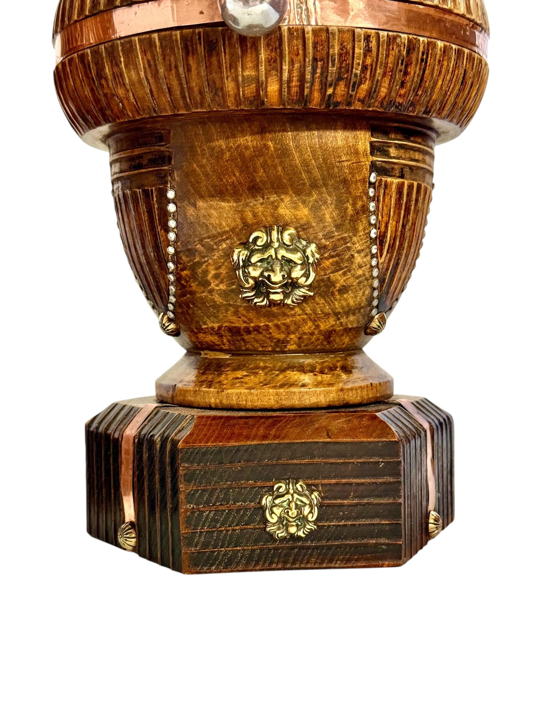 Pair of 19th Century French Folk Art Torchères with Gilt Brass Lion Heads For Sale 4