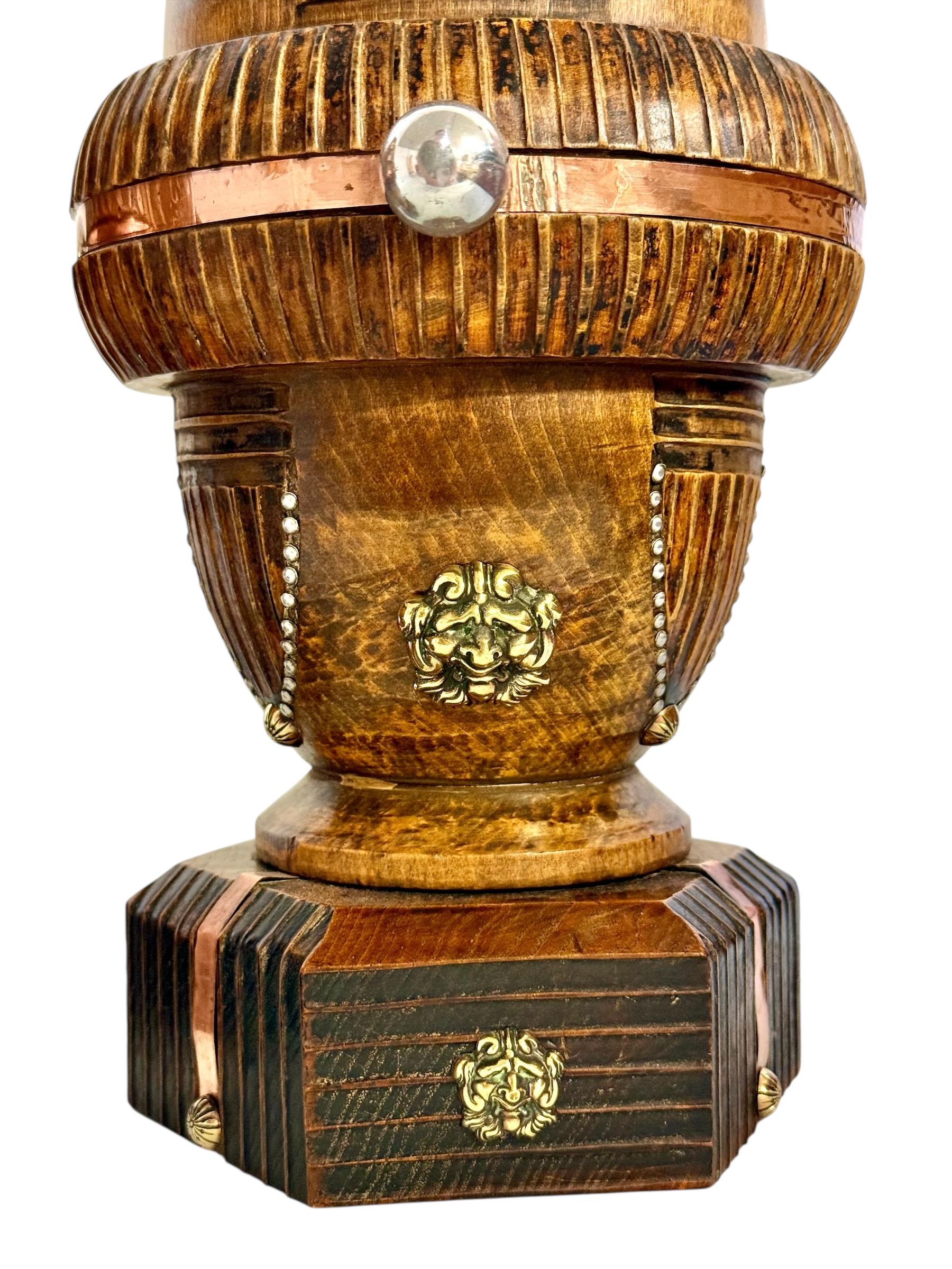 Pair of 19th Century French Folk Art Torchères with Gilt Brass Lion Heads For Sale 5