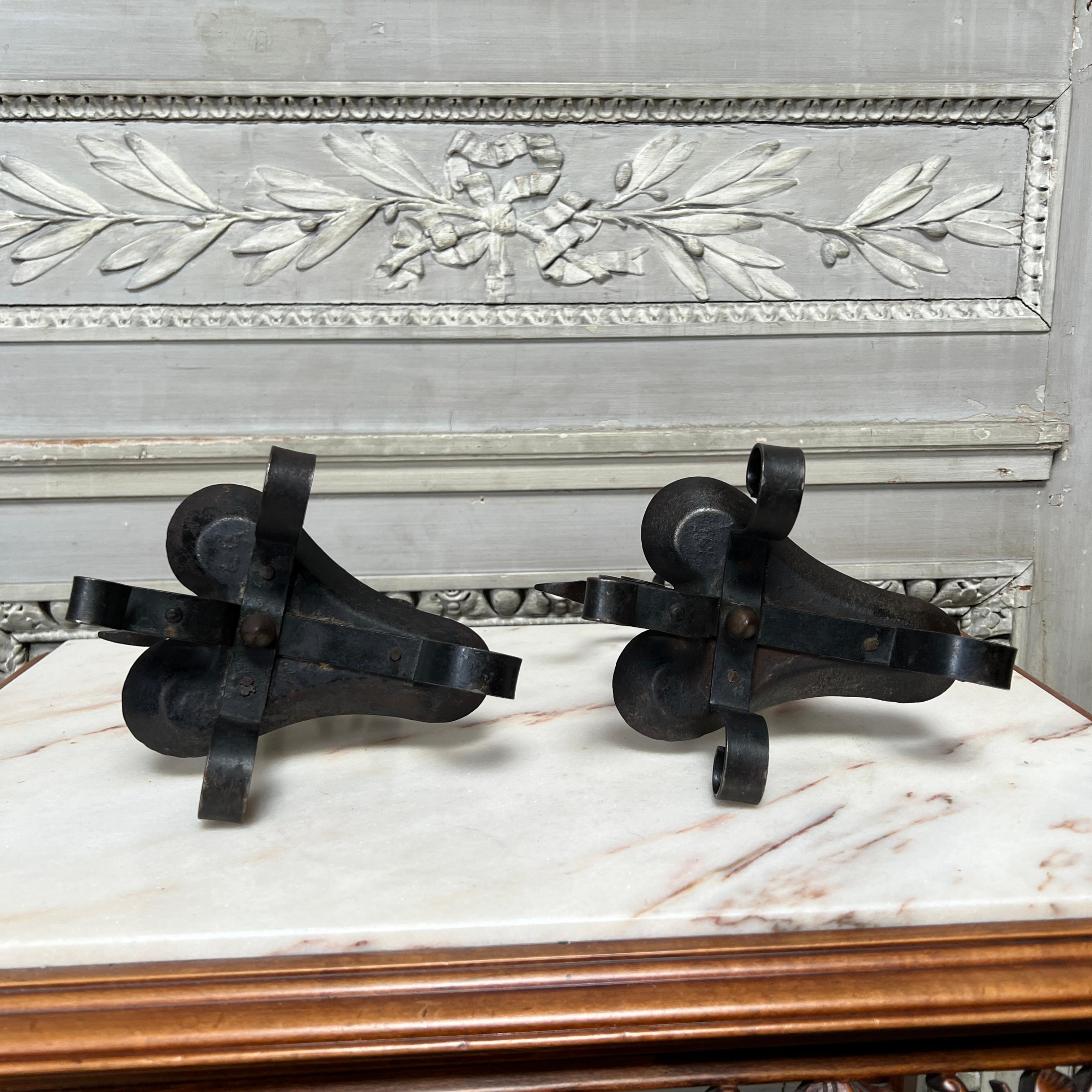 Pair of 19th Century French Forged Iron Candlesticks For Sale 7