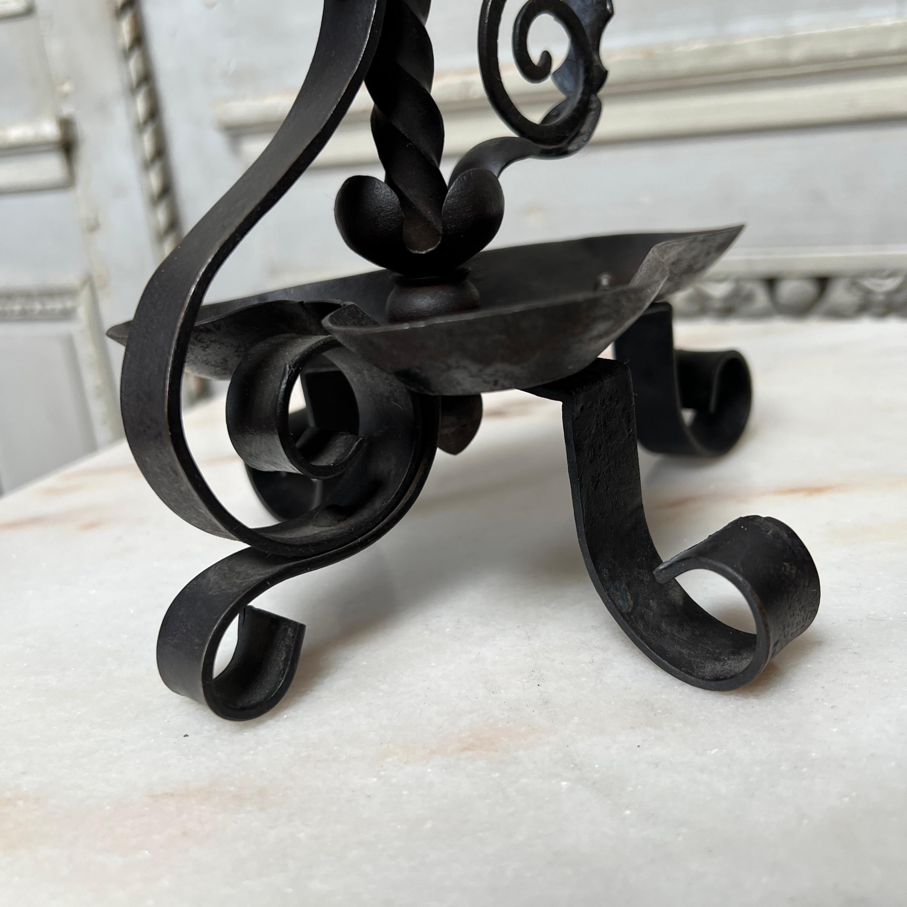 Pair of 19th Century French Forged Iron Candlesticks For Sale 5