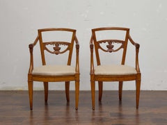 Pair of 19th Century French Fruitwood Armchairs in the Directoire Style