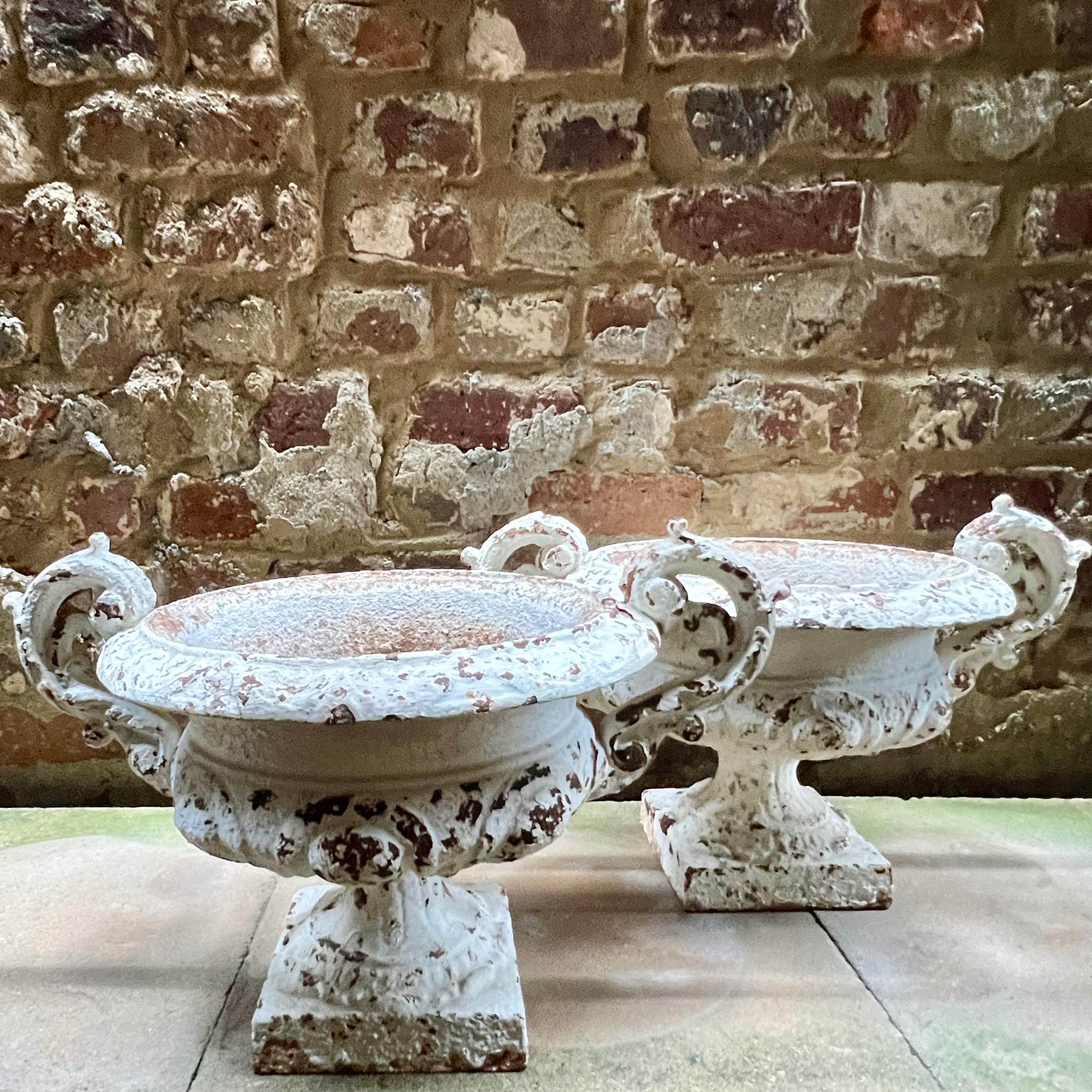 Iron Pair of 19th Century French Garden Planters For Sale