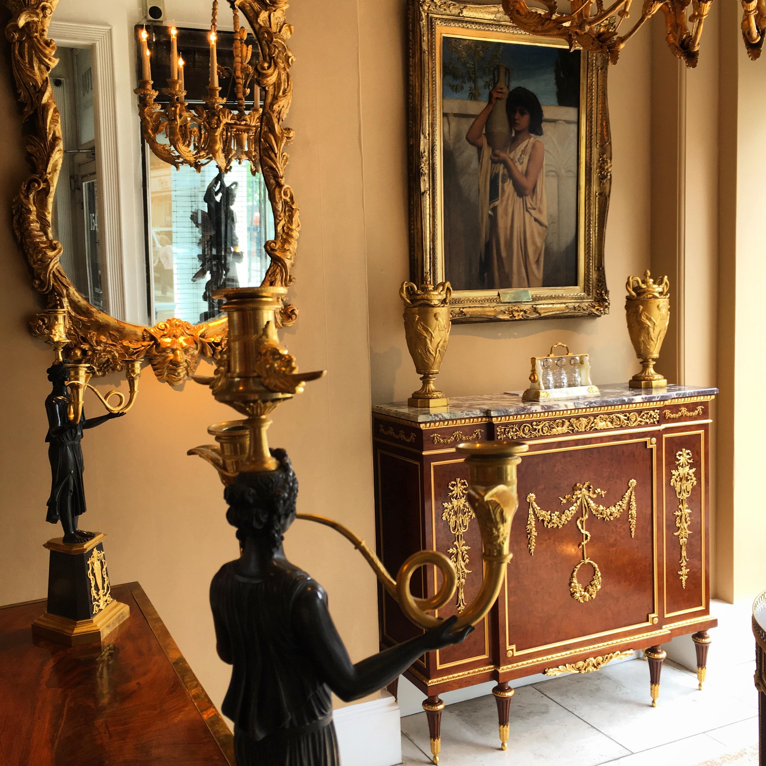 Pair of 19th Century French Gilt and Bronze Candelabra of the Empire Period For Sale 2