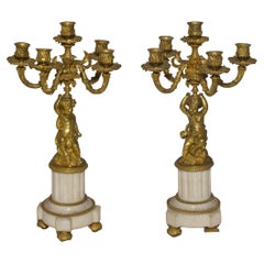 Pair of 19th Century French Gilt Bronze 5-Light Candelabra