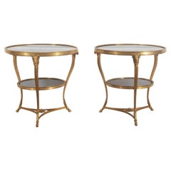 Pair of 19th Century French Gilt Bronze and Marble Gueridon Tables