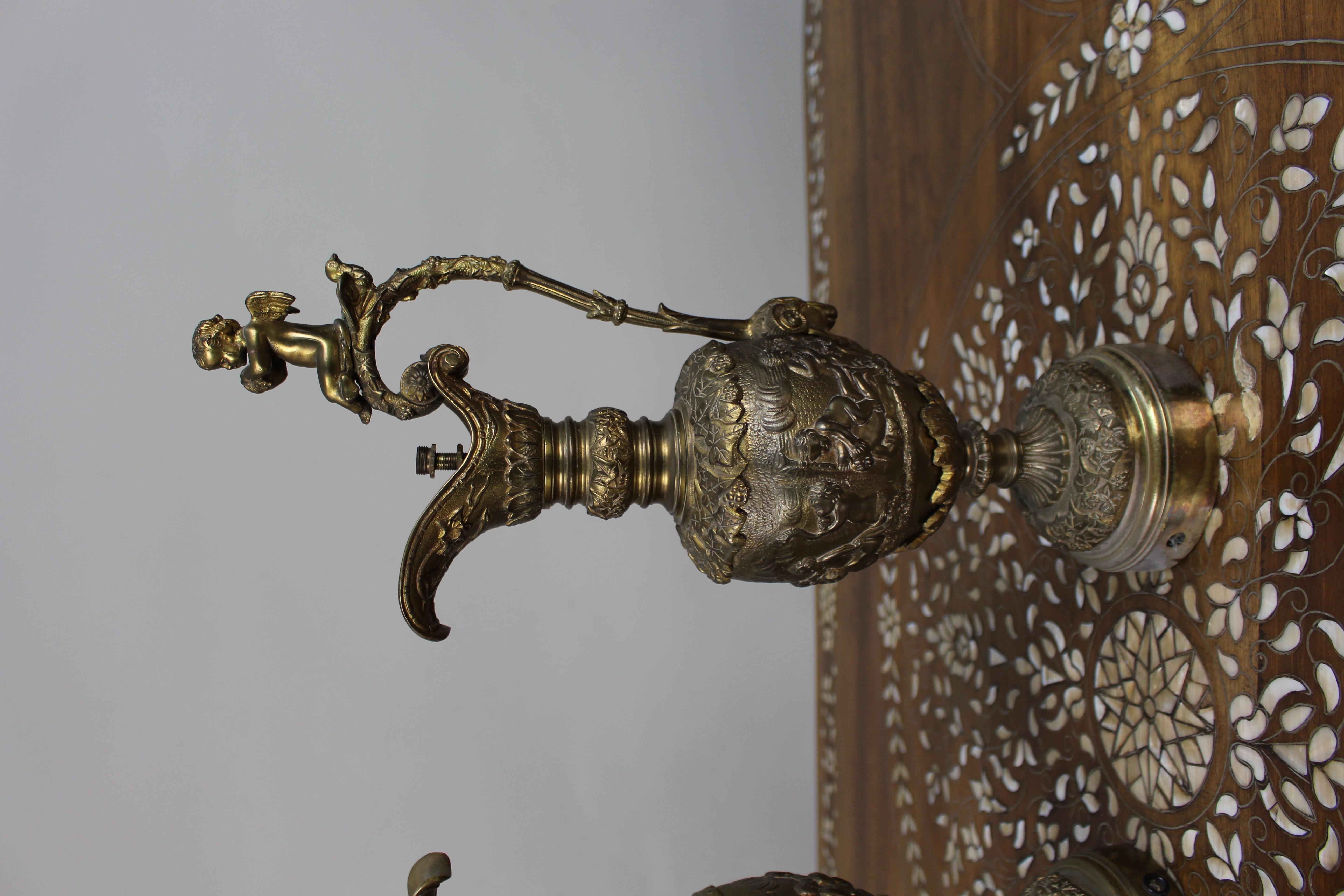 Pair of 19th Century French Gilt Bronze Bacchanalian Ewers with Cherubs For Sale 7
