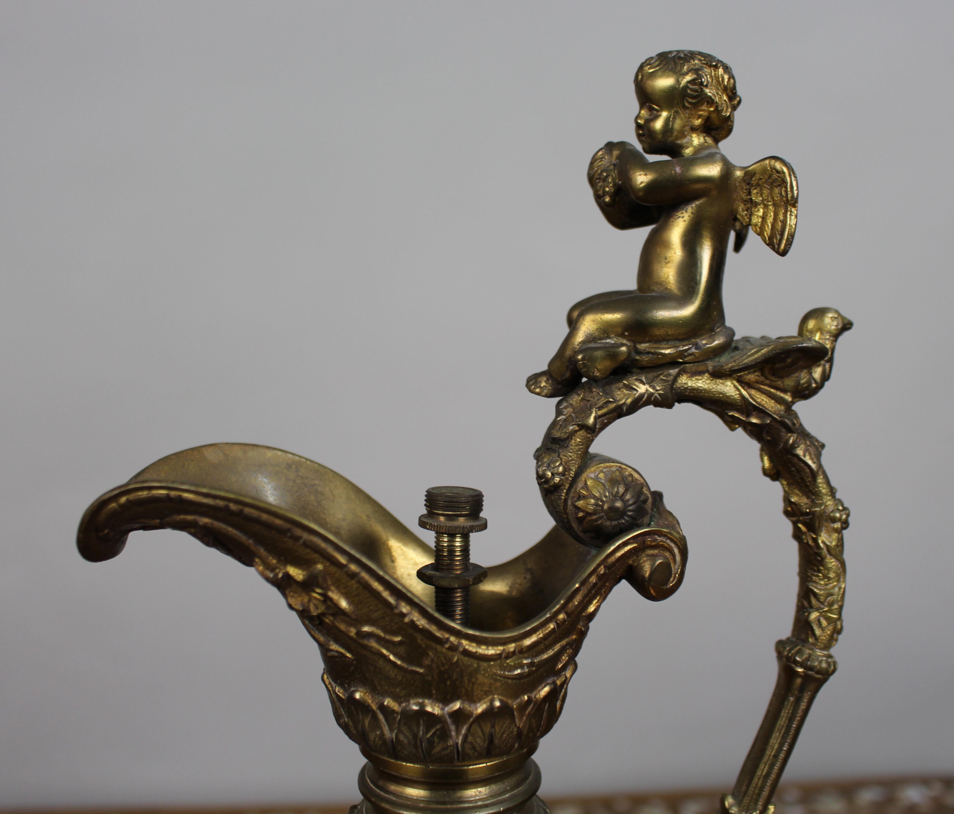 Pair of 19th Century French Gilt Bronze Bacchanalian Ewers with Cherubs For Sale 8