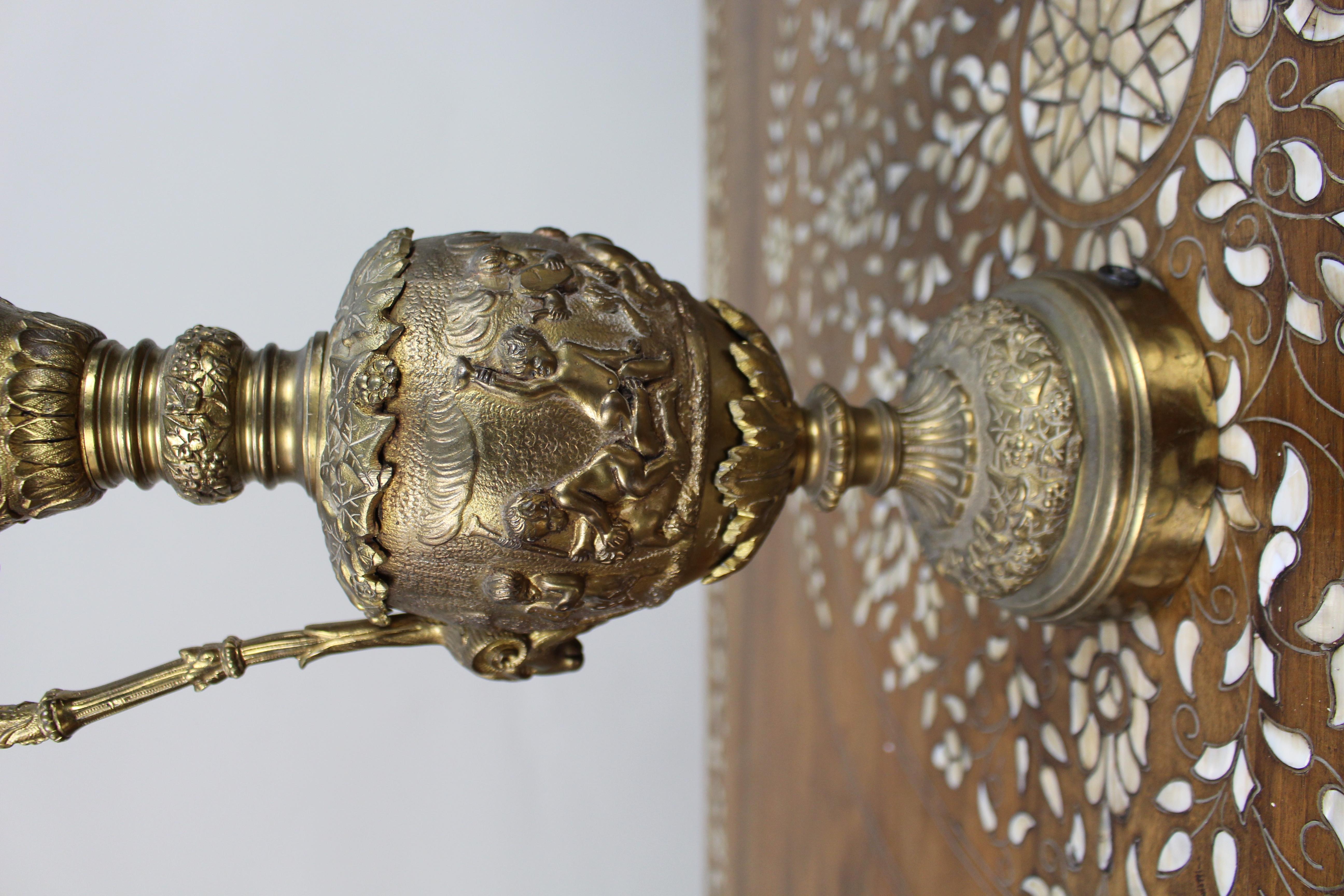 Pair of 19th Century French Gilt Bronze Bacchanalian Ewers with Cherubs For Sale 5