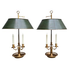 Pair of 19th Century French Gilt Bronze Bouillotte Candelabras