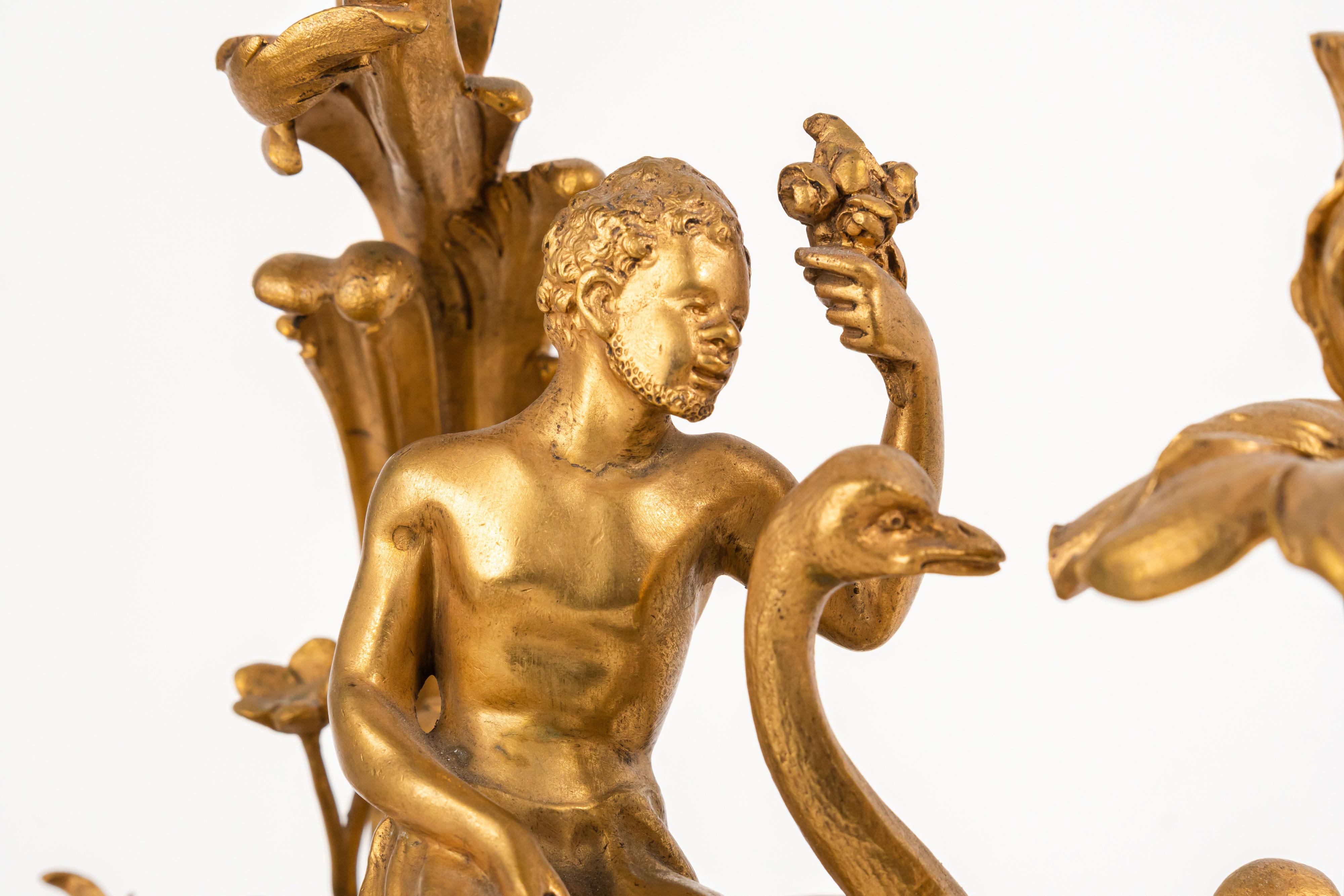 Pair Of 19th Century French Gilt Bronze Candelabras, France, Circa 1880 For Sale 3