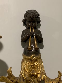 Pair of 19th Century French Gilt Bronze Cherub Form Wall Sconce