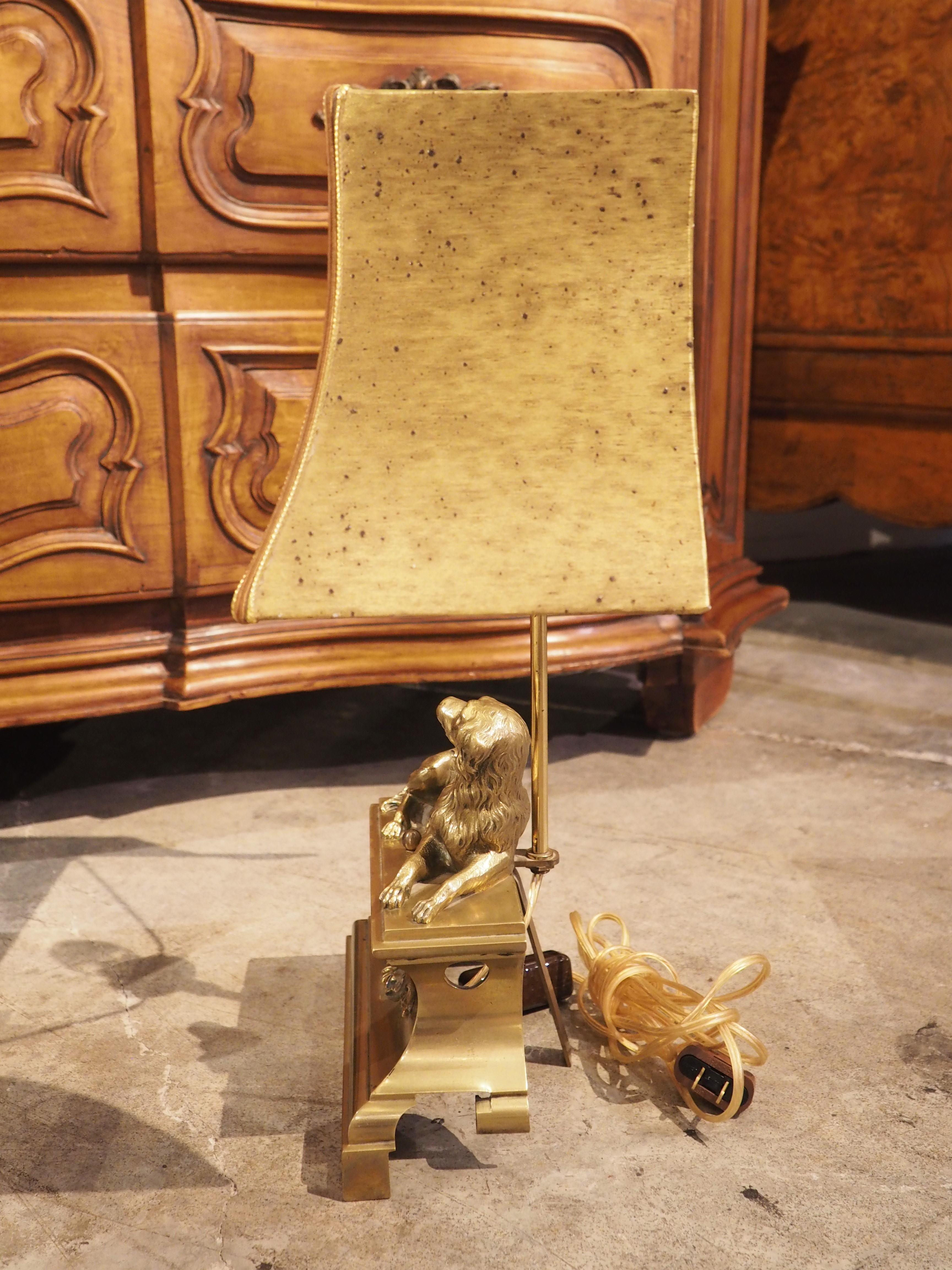 Pair of 19th Century French Gilt Bronze Dog Lamps 14