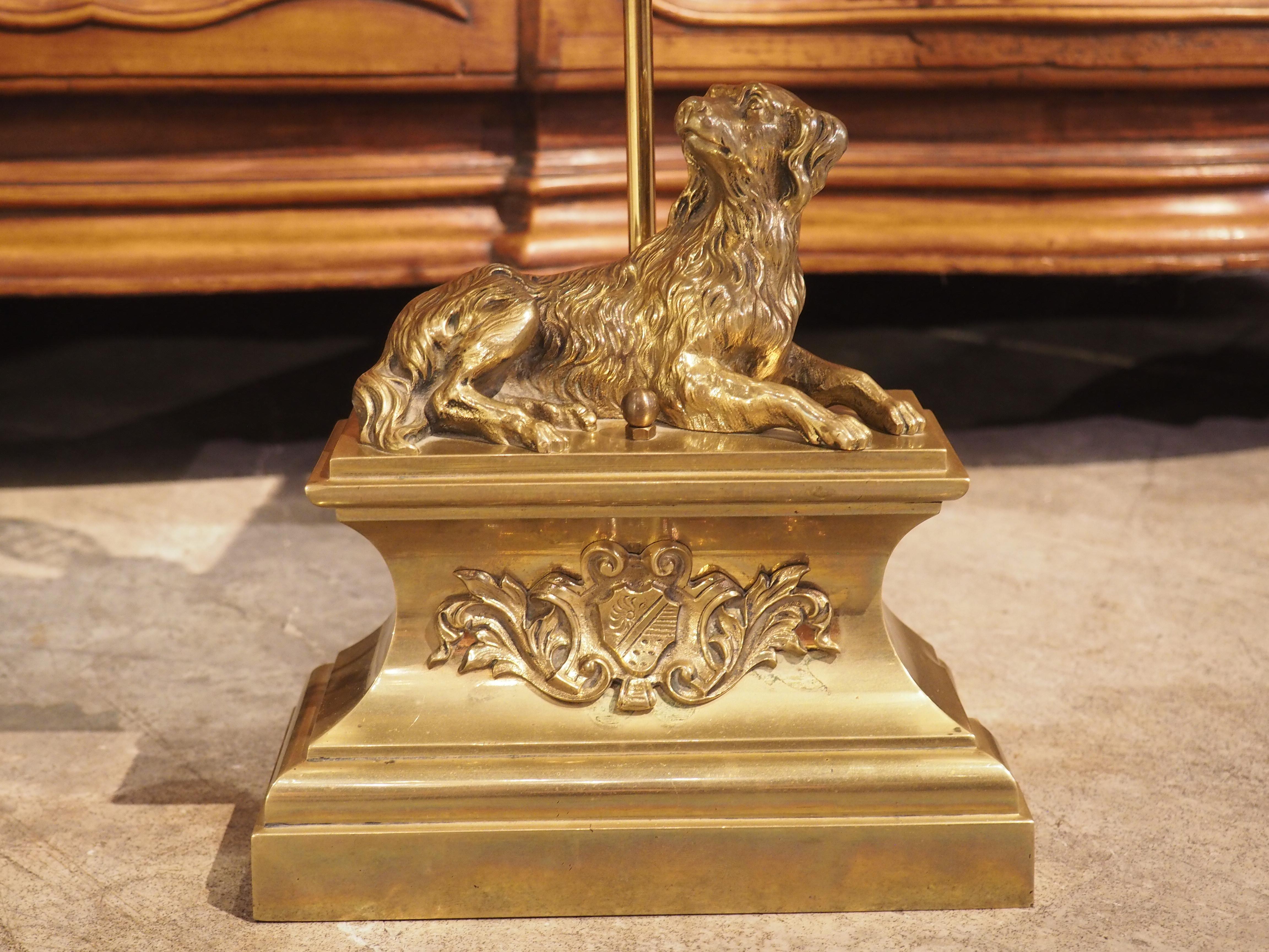 Pair of 19th Century French Gilt Bronze Dog Lamps 5