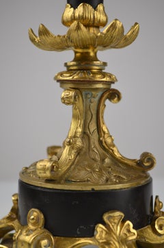 Pair of 19th Century French Gilt Bronze & Marble Candlesticks