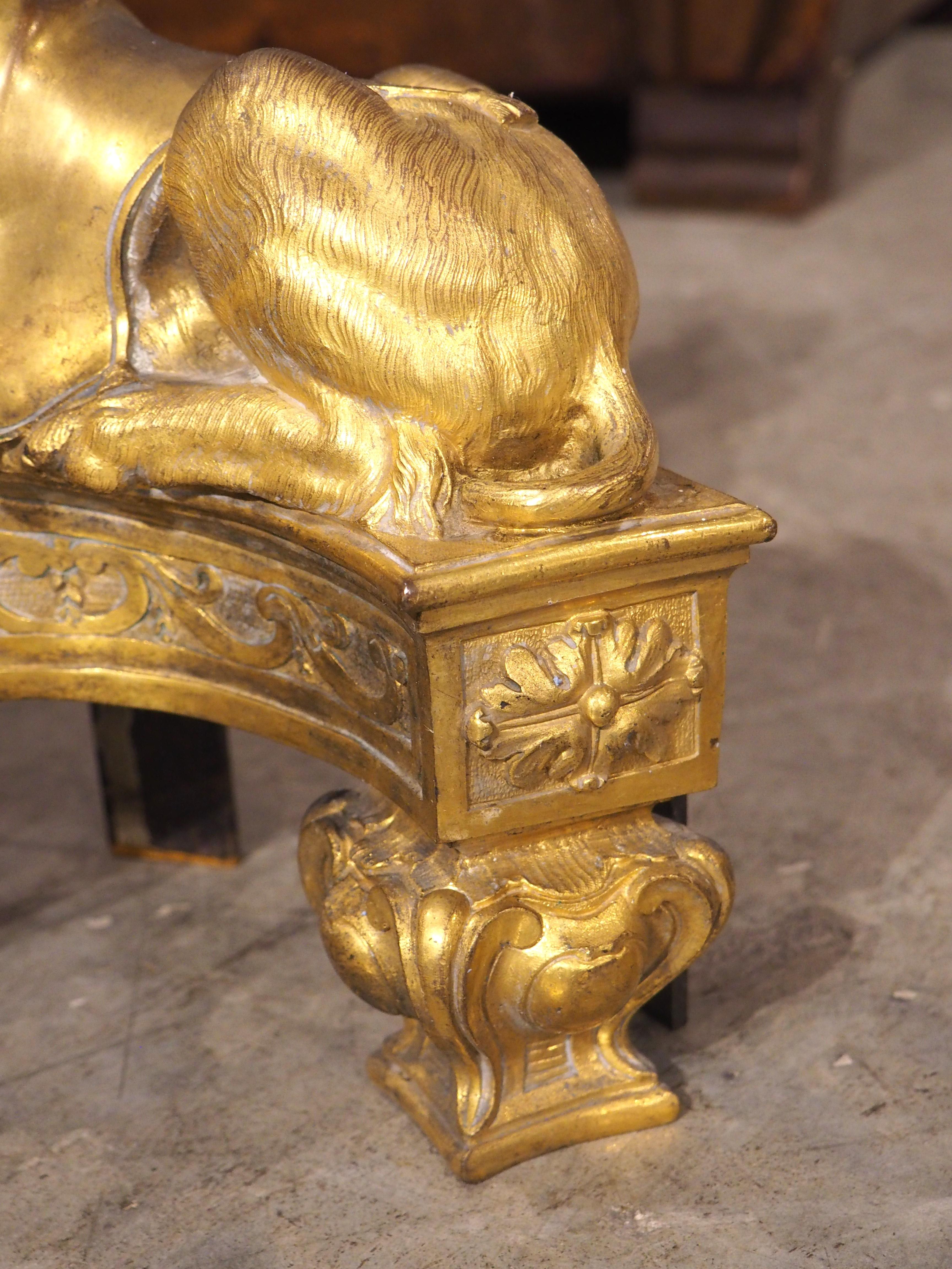 Pair of 19th Century French Gilt Bronze Sphinx Chenets For Sale 5