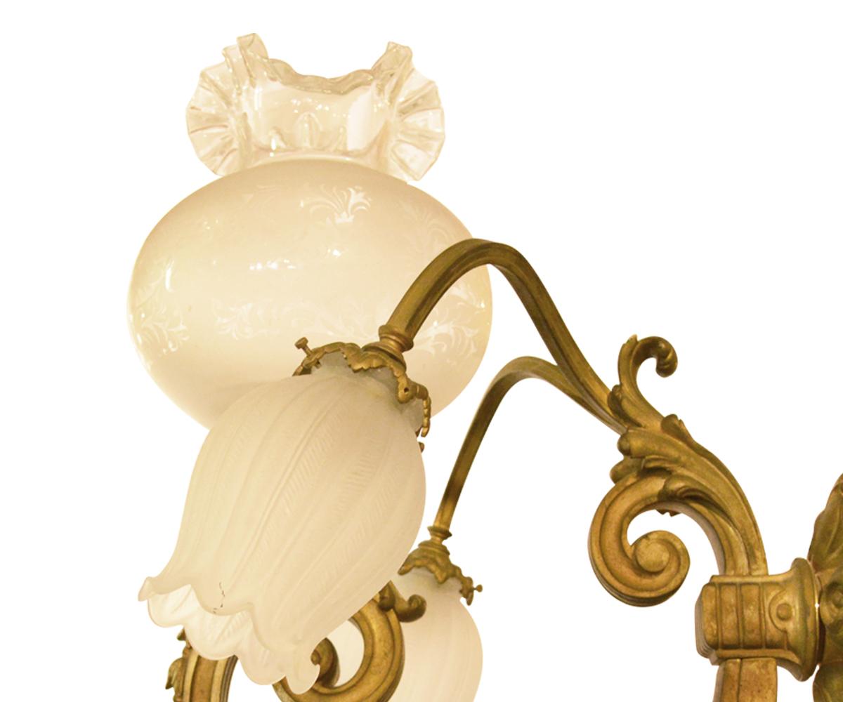 Pair of 19th Century French Gilt Bronze Three-Light Wall Sconces In Good Condition For Sale In Laguna Beach, CA