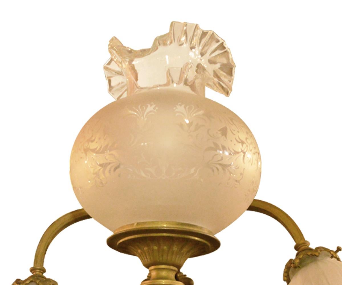 Pair of 19th Century French Gilt Bronze Three-Light Wall Sconces For Sale 1