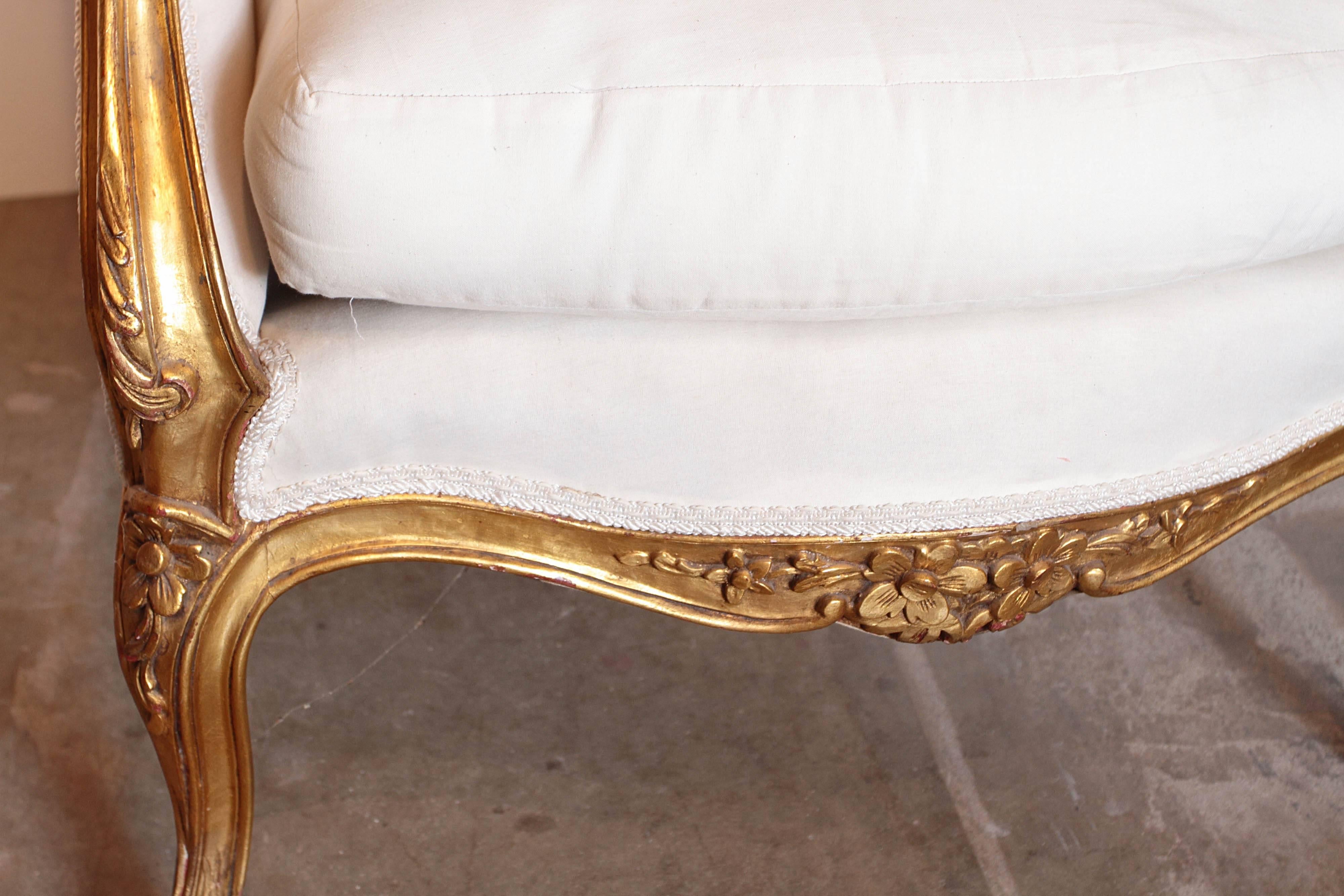 Pair of 19th Century French Gilt Louis XV Bergeres 6