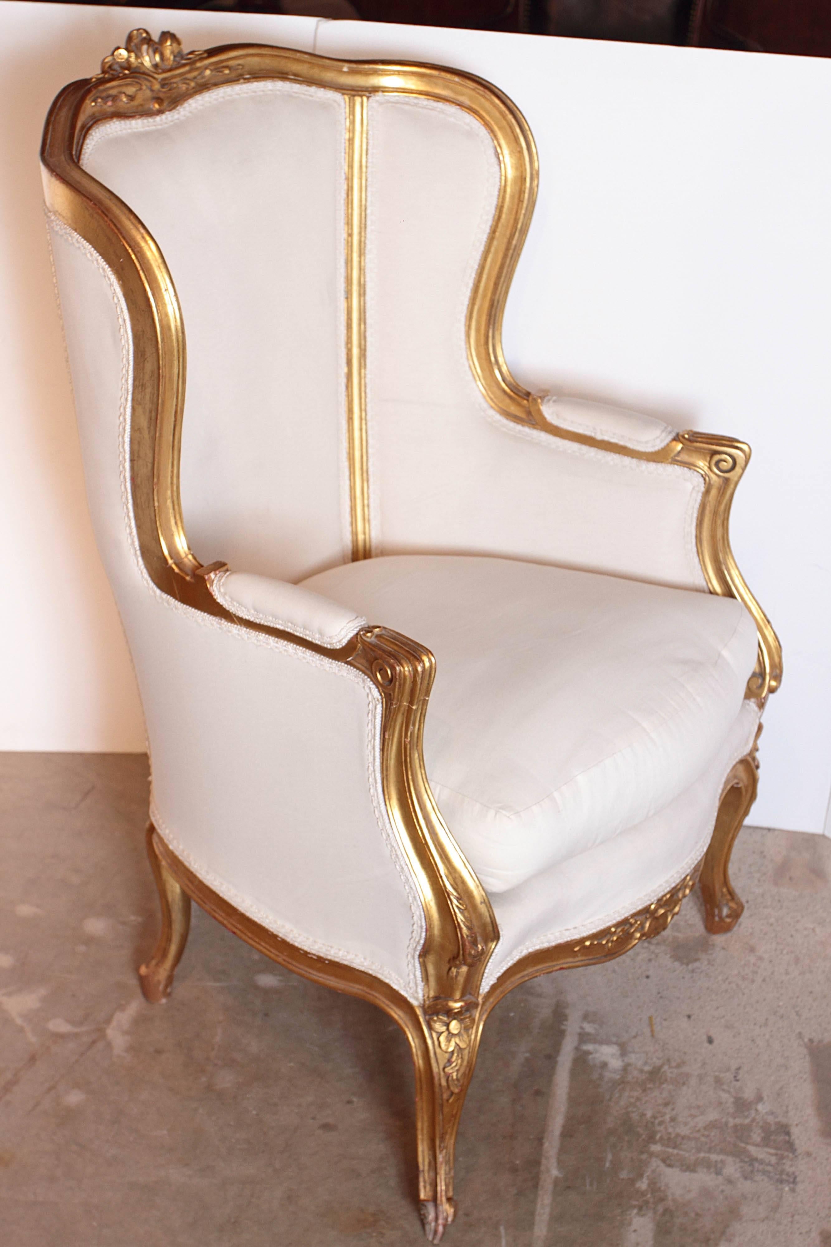 Pair of 19th Century French Gilt Louis XV Bergeres 3