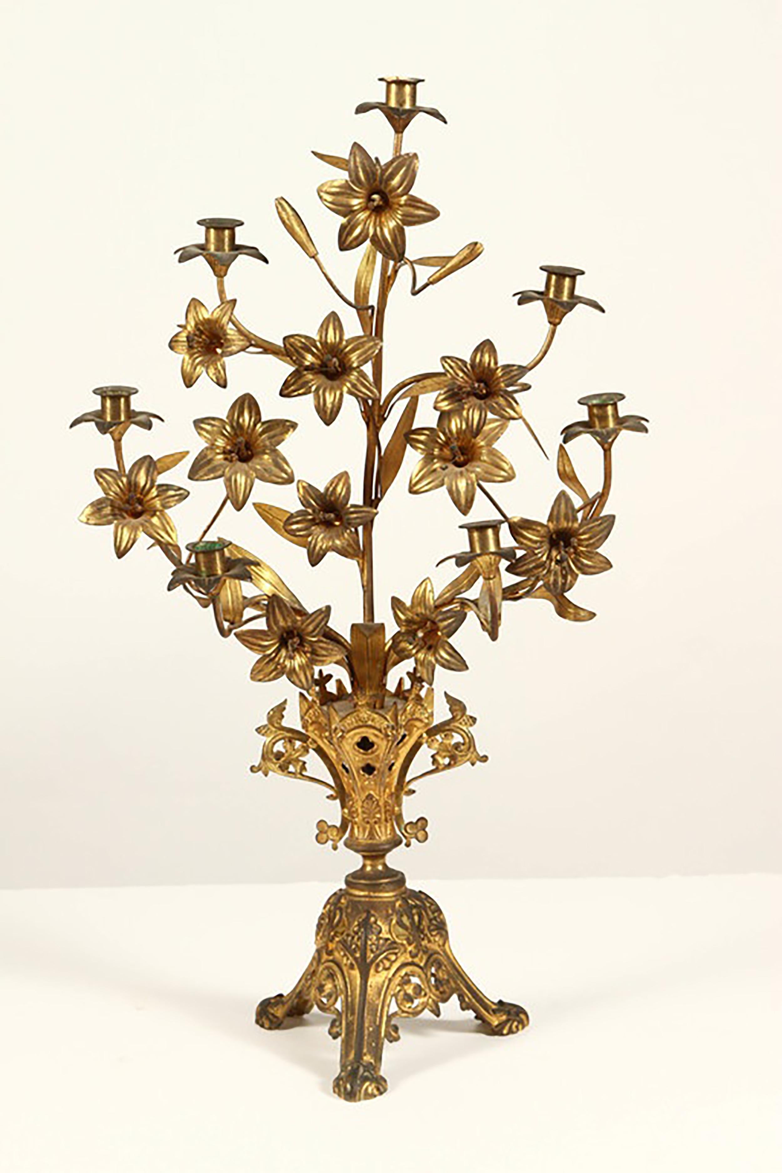 Pair of 19th Century French Gilt-Metal Candelabra For Sale 5