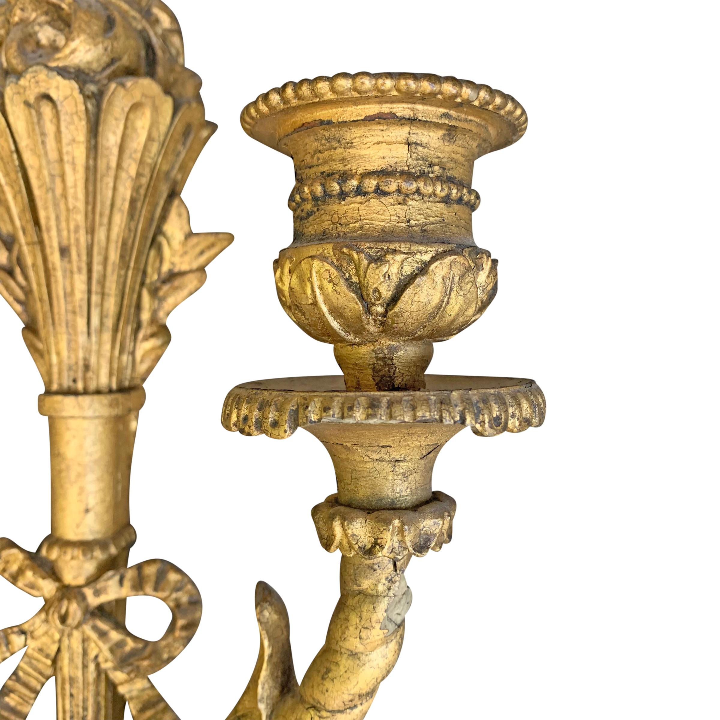 Pair of 19th Century French Giltwood Sconces 1
