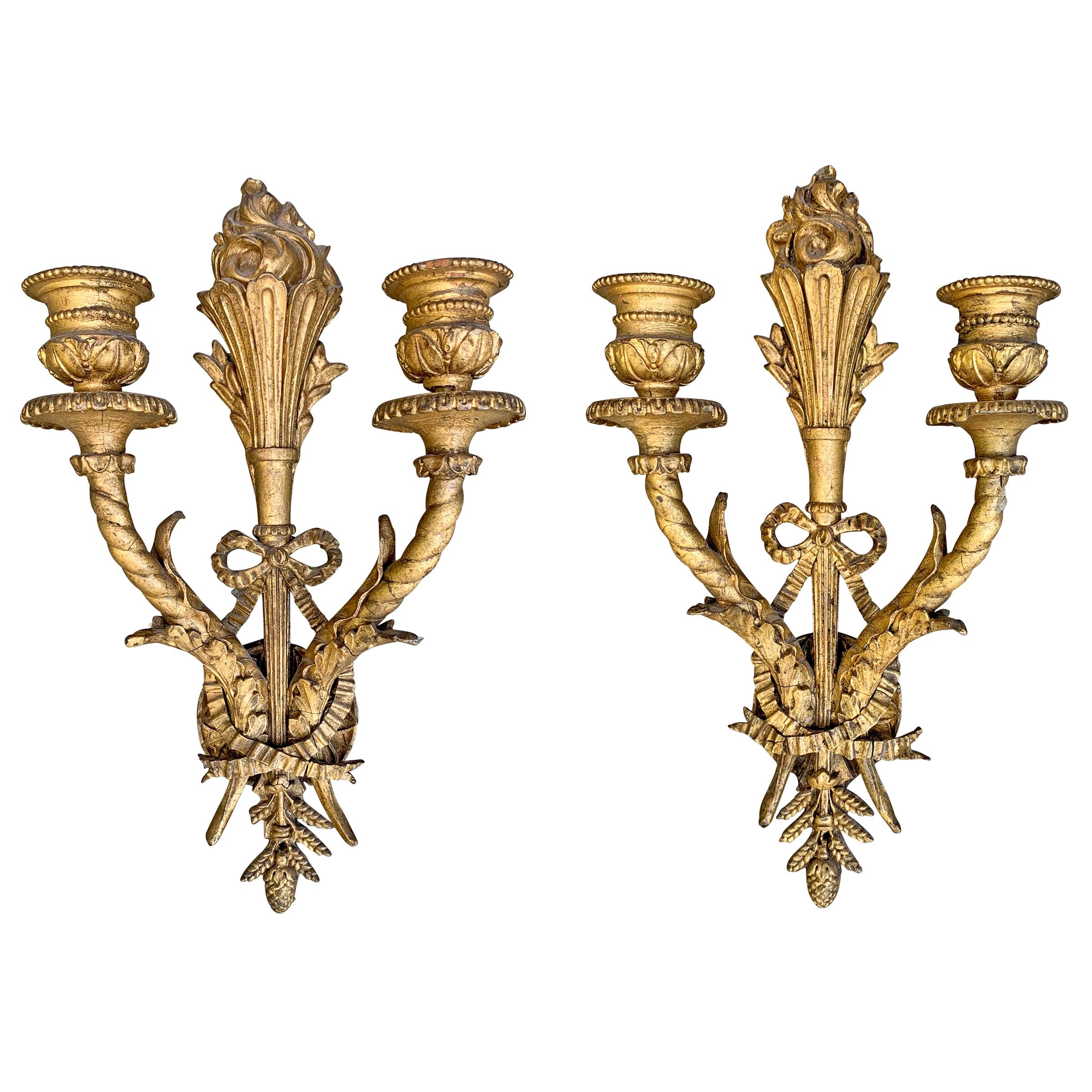 Pair of 19th Century French Giltwood Sconces