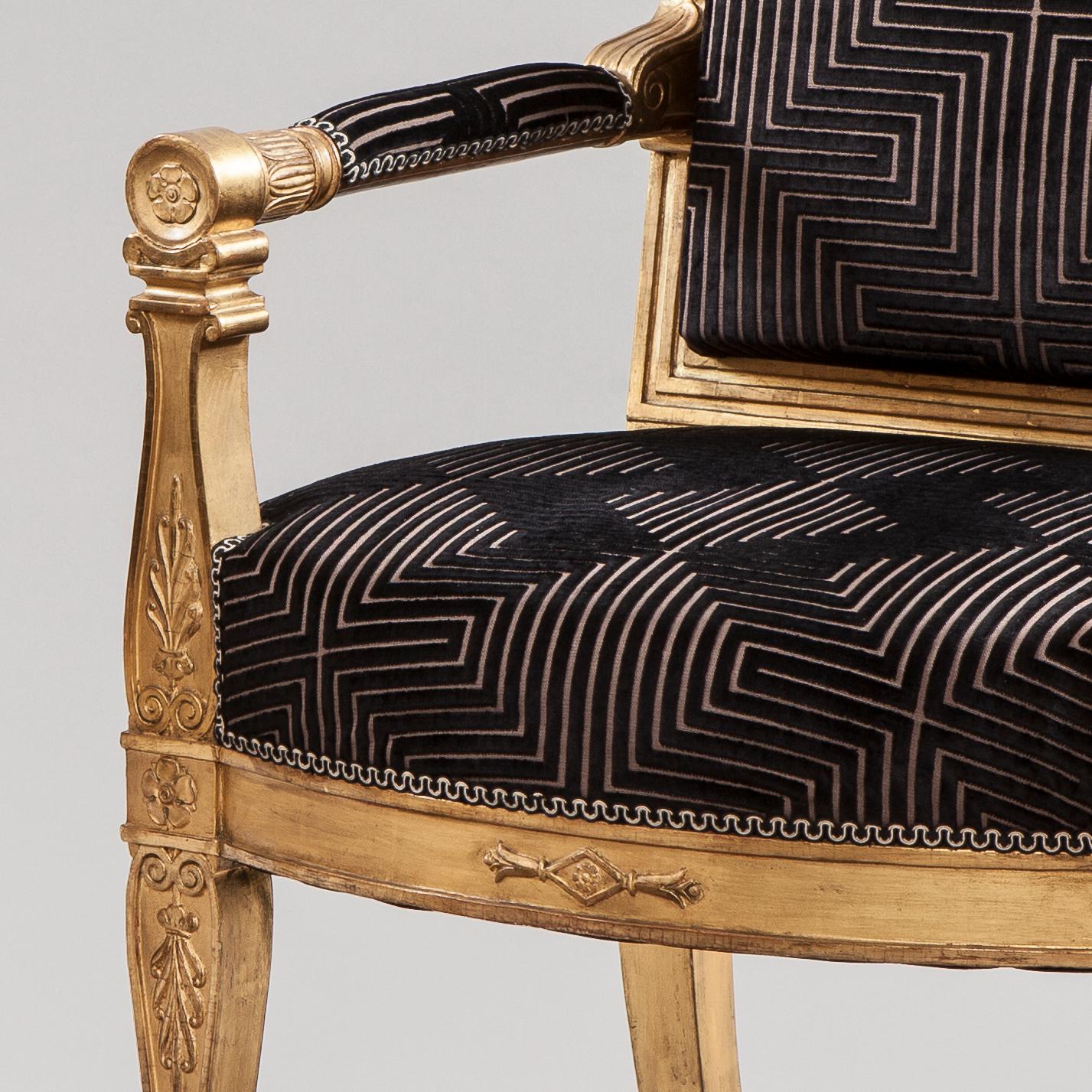 Pair of 19th Century French Giltwood and Black Velvet Armchairs  In Excellent Condition In London, GB